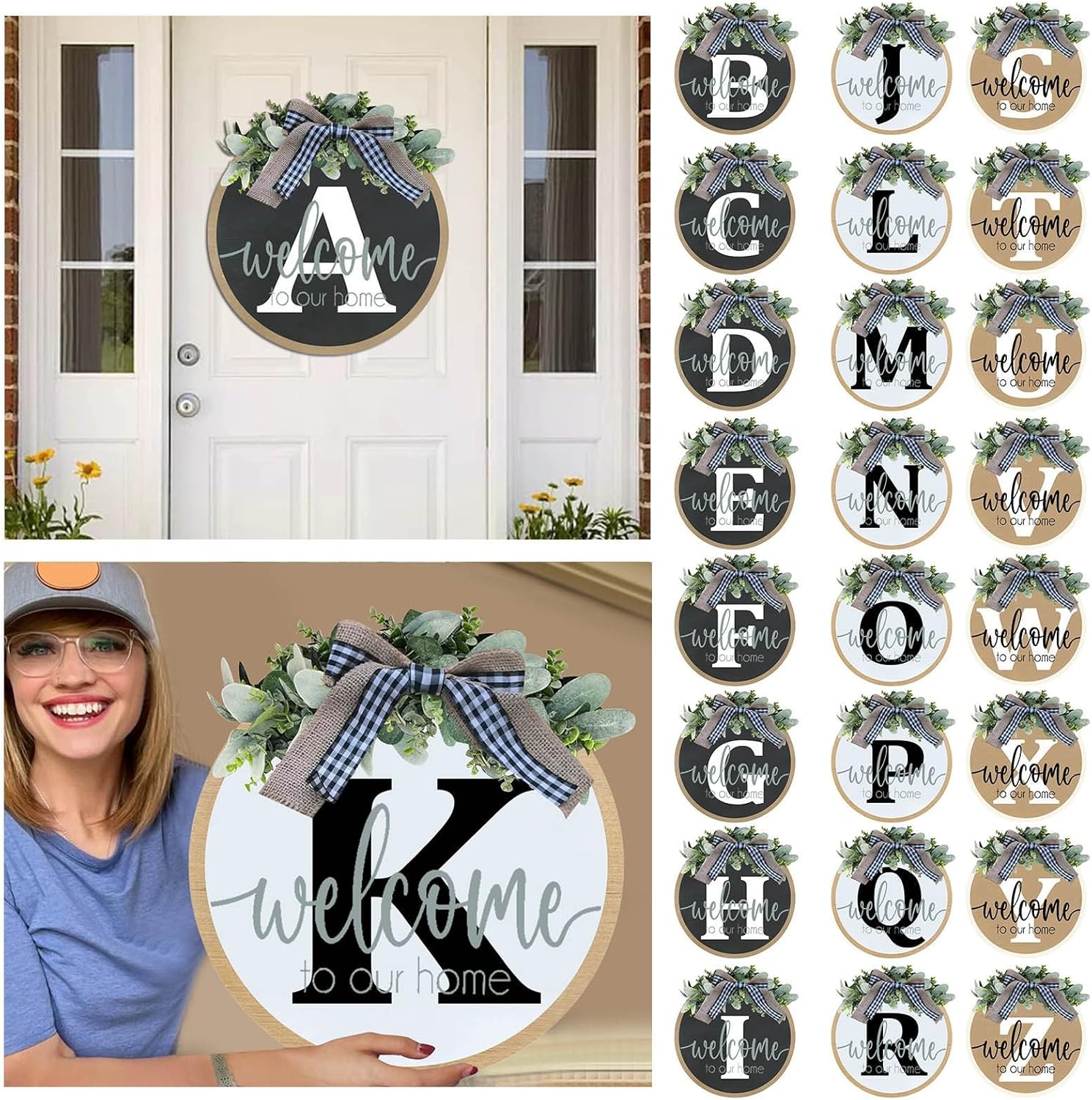 LEOP Initial Last Name Front Door Wreath
