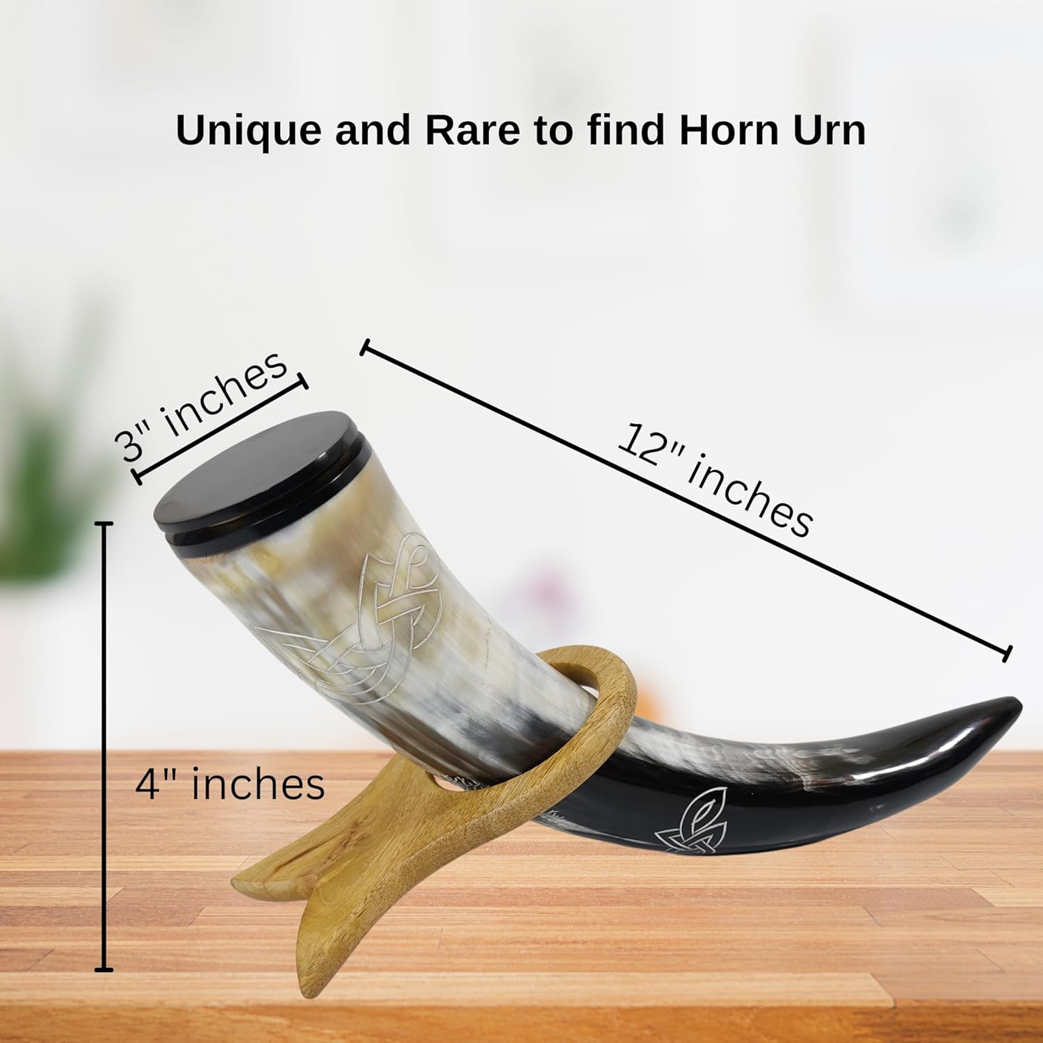 Unique Cremation Horn Urn With Vines Design