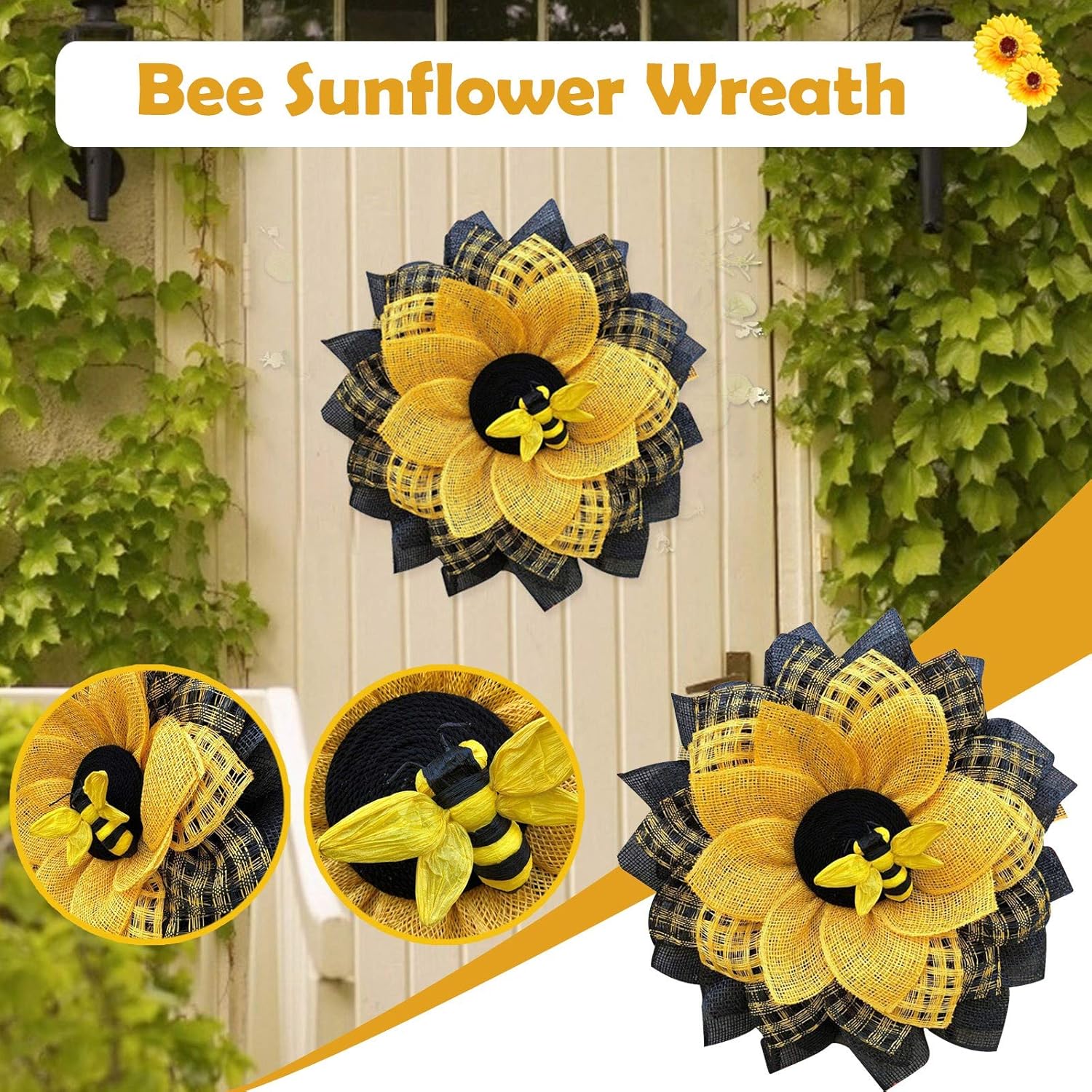 Summer Bee Wreath for Front Door