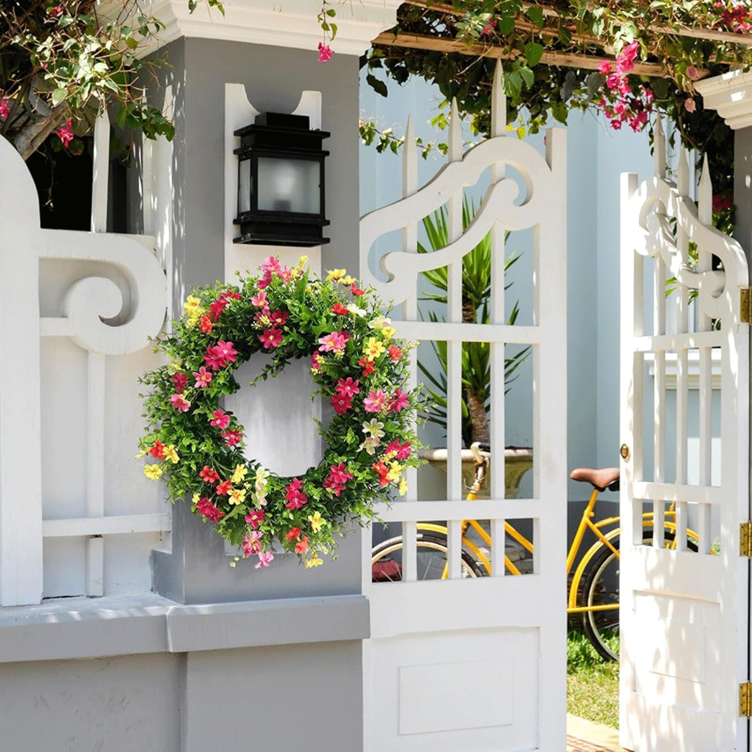 Welcome Wreath Front Door 18x18 Inch Decor Hanger