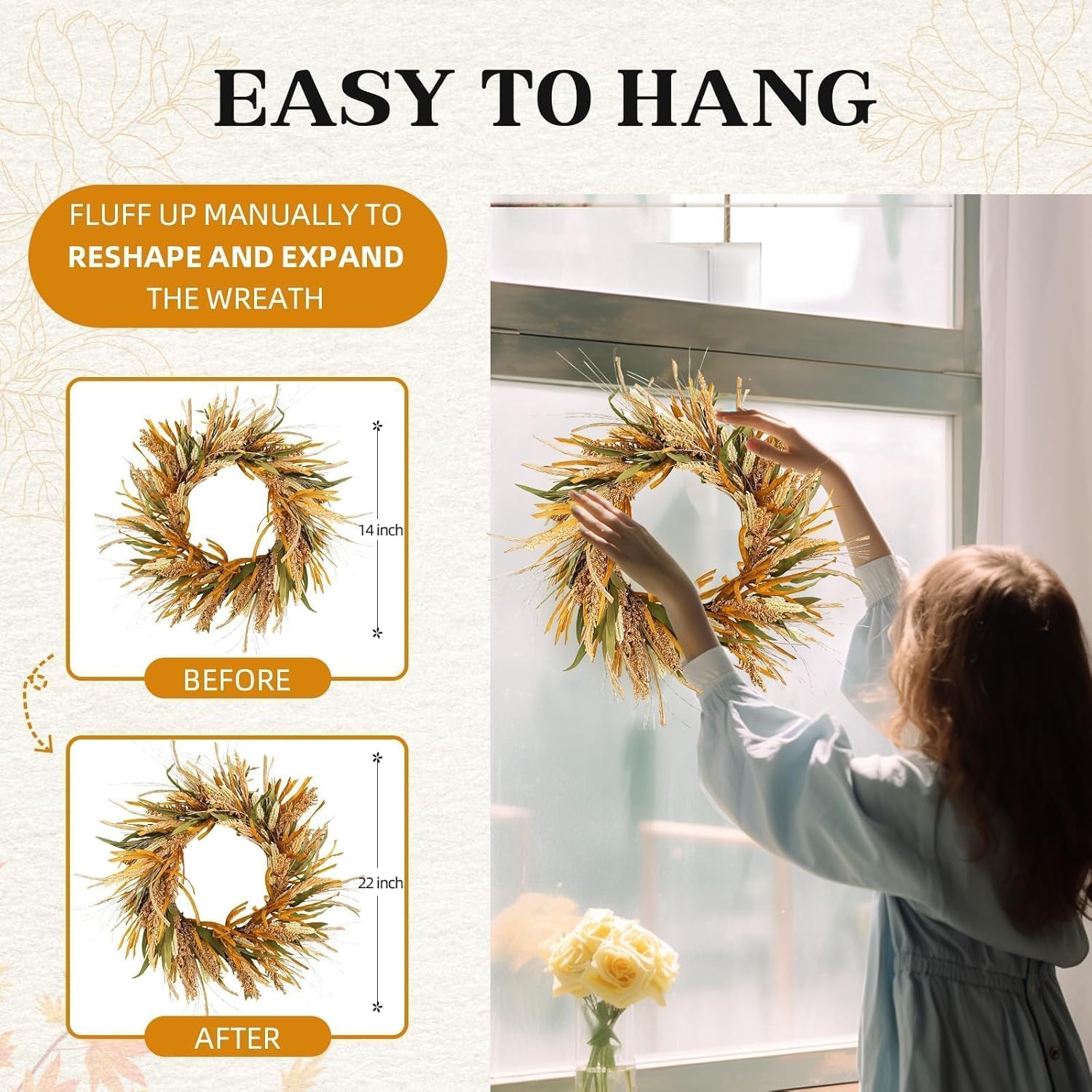 Hometrance Fall Harvest Wreath for Front Door
