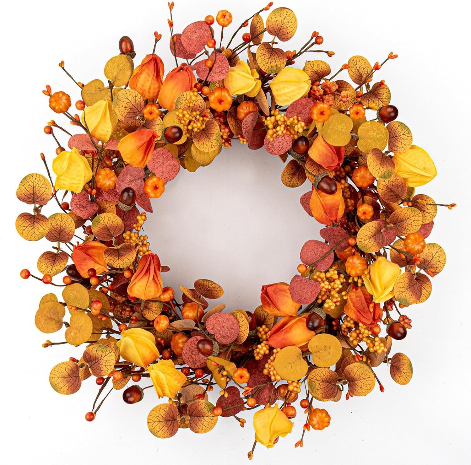 22 Inches Rustic Autumn Wreath for Front Door
