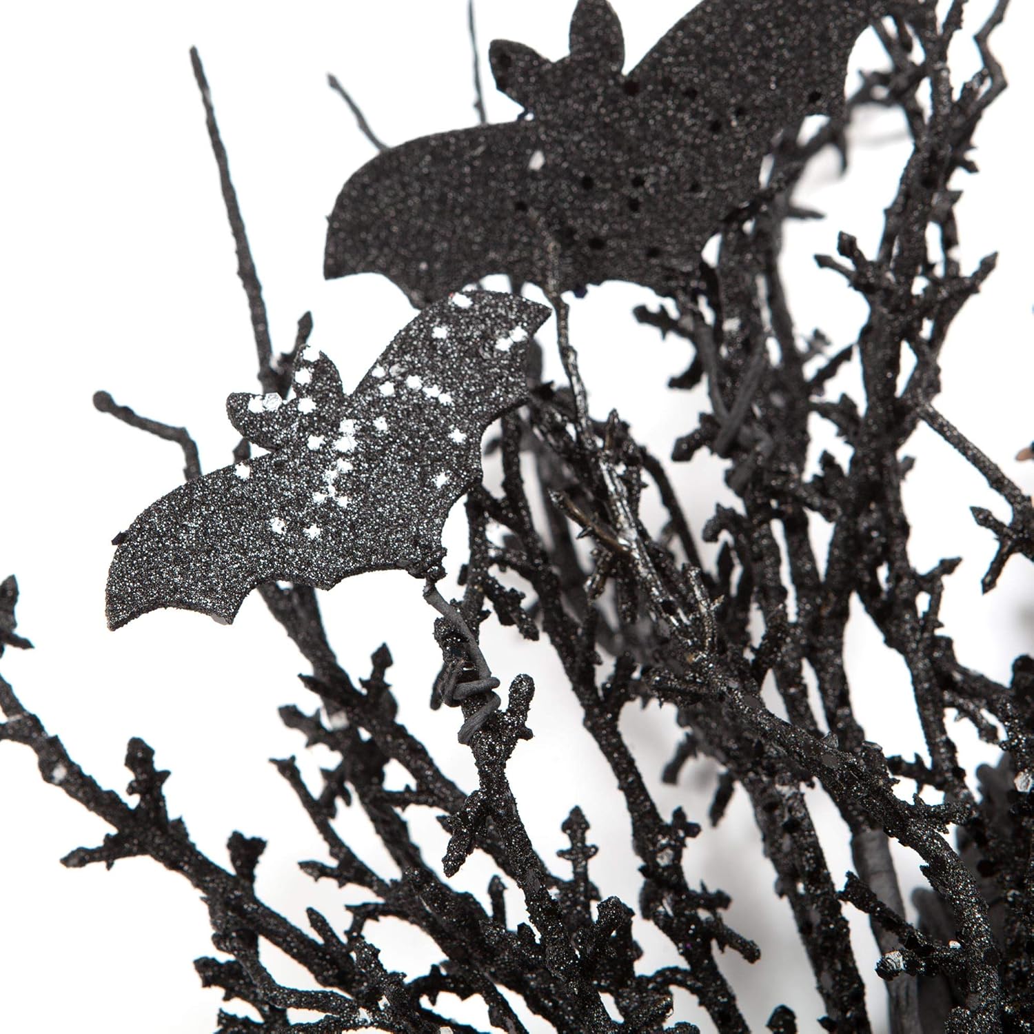 18 Inch Black Bat Wreath with Glitter Halloween Decor