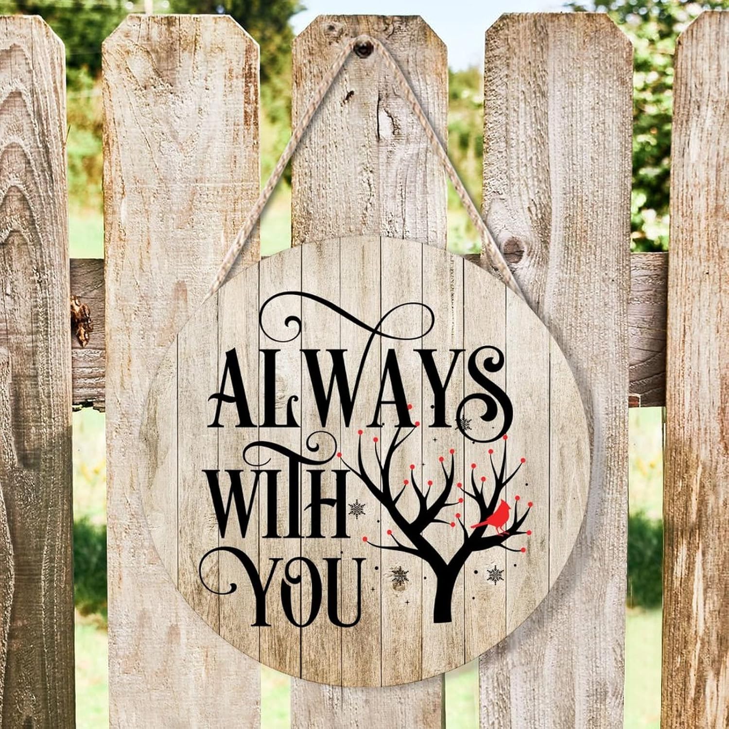 Farmhouse Front Door Hanger with Red Birds Quote Wood Sign 12x12