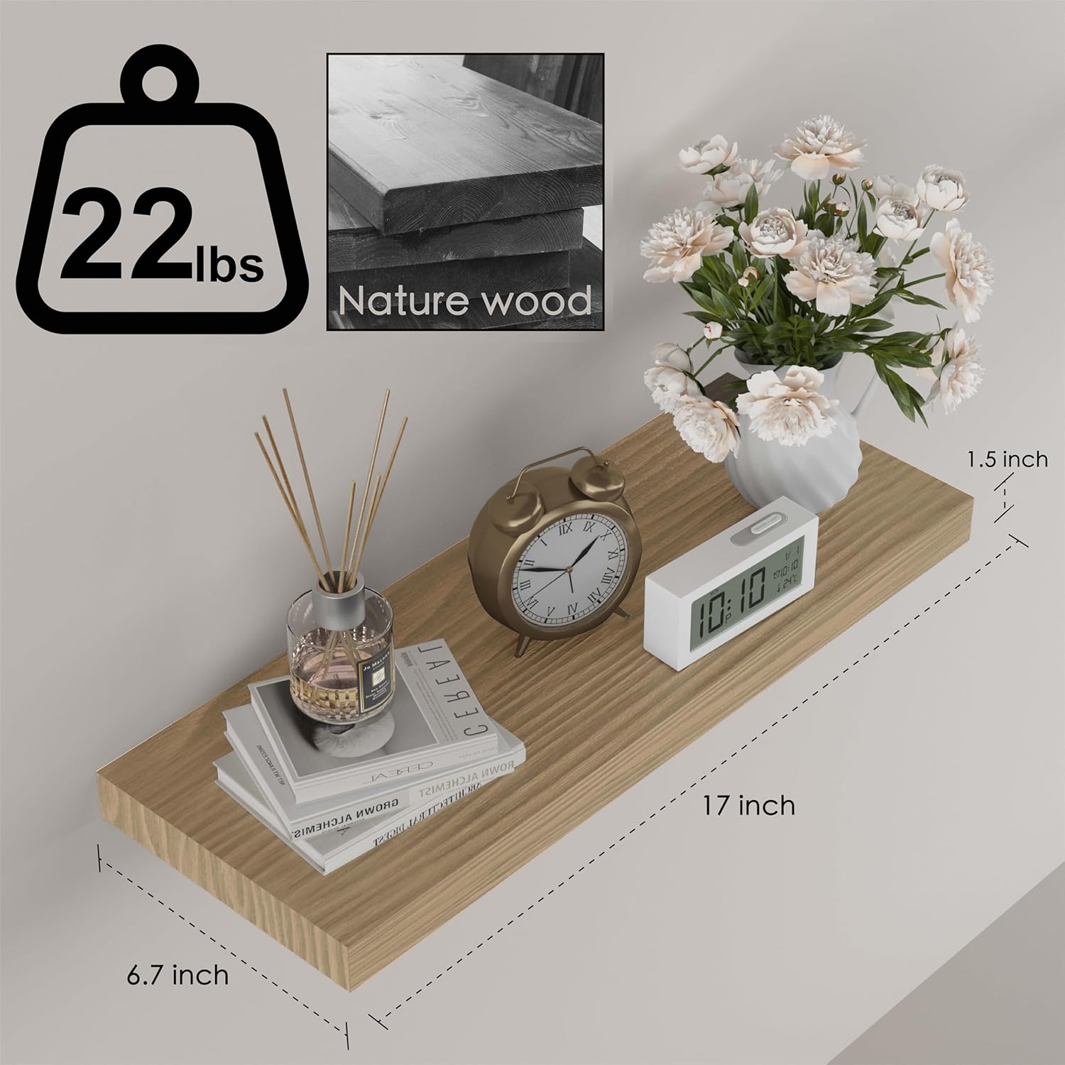 PopiShelves Floating Wall Shelves Set of 2