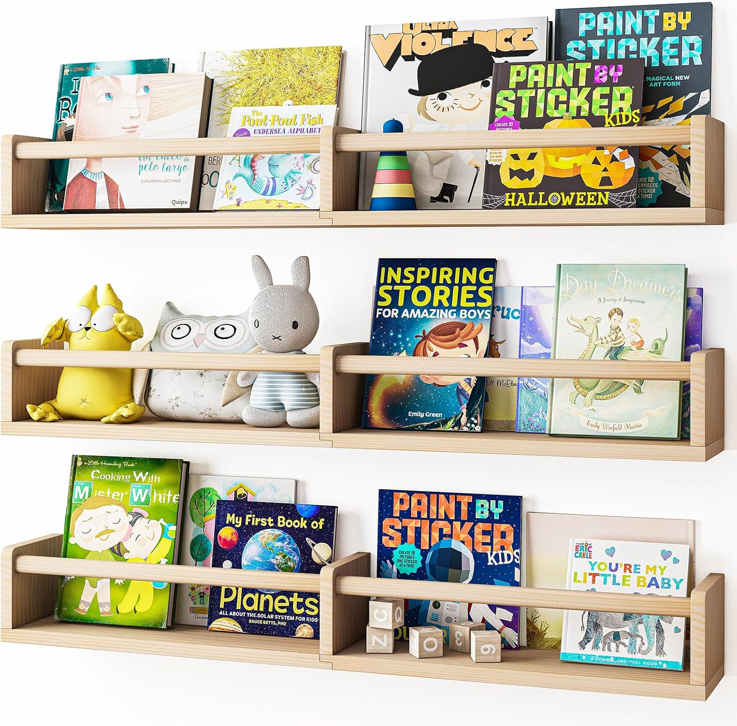 Fixwal Floating Bookshelves Set of 3 for Baby Nursery