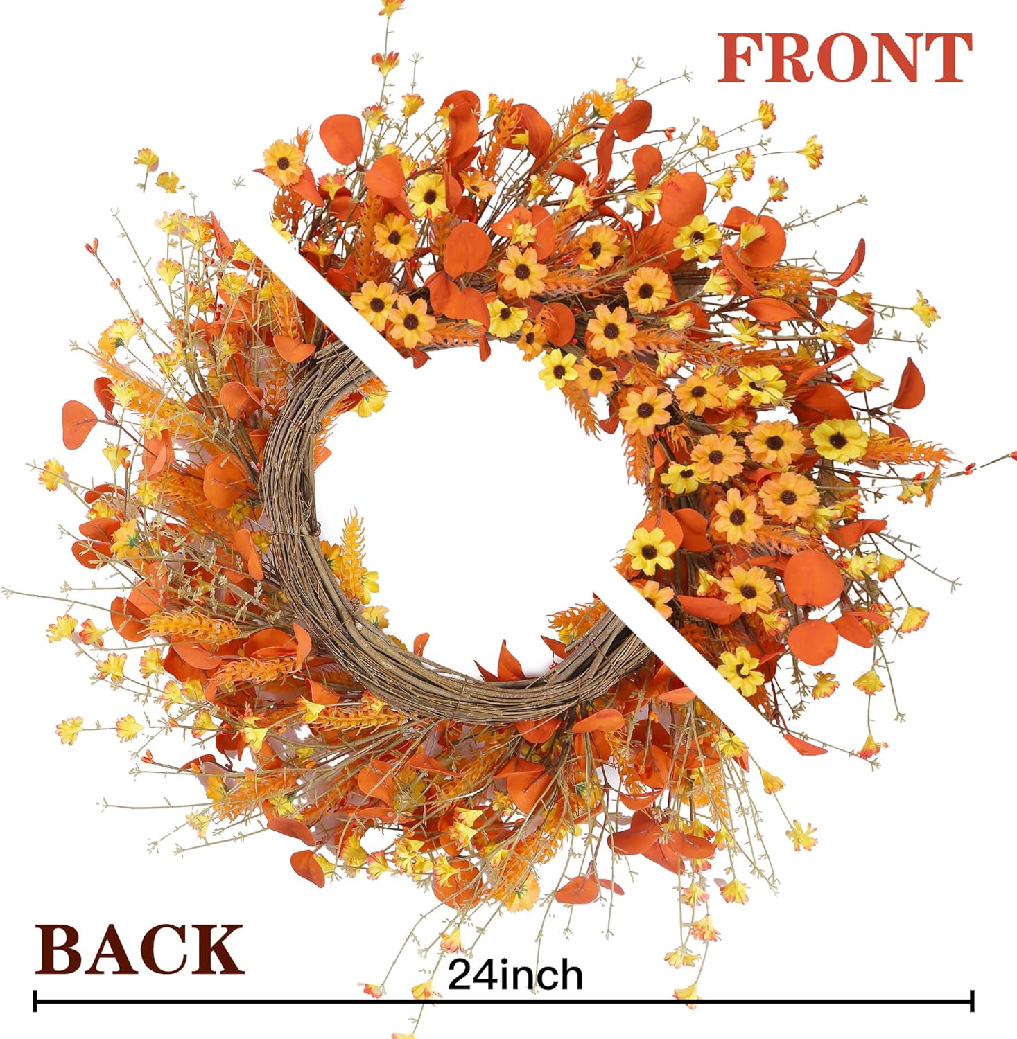 Autumn Harvest Wreath 24 Fall Daisy Door Decor