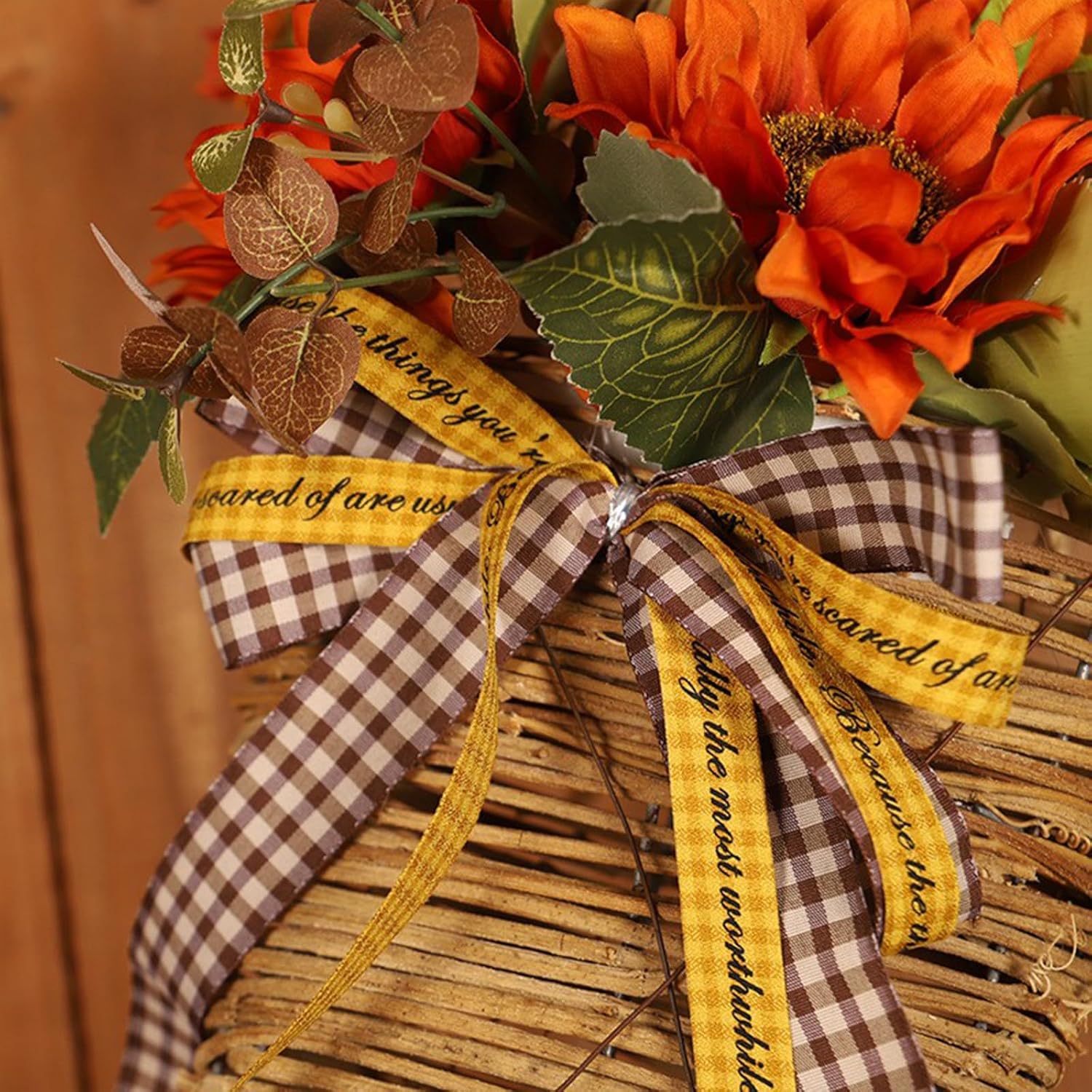 Belupai Fall Door Wreath Decor with Sunflowers and Berries