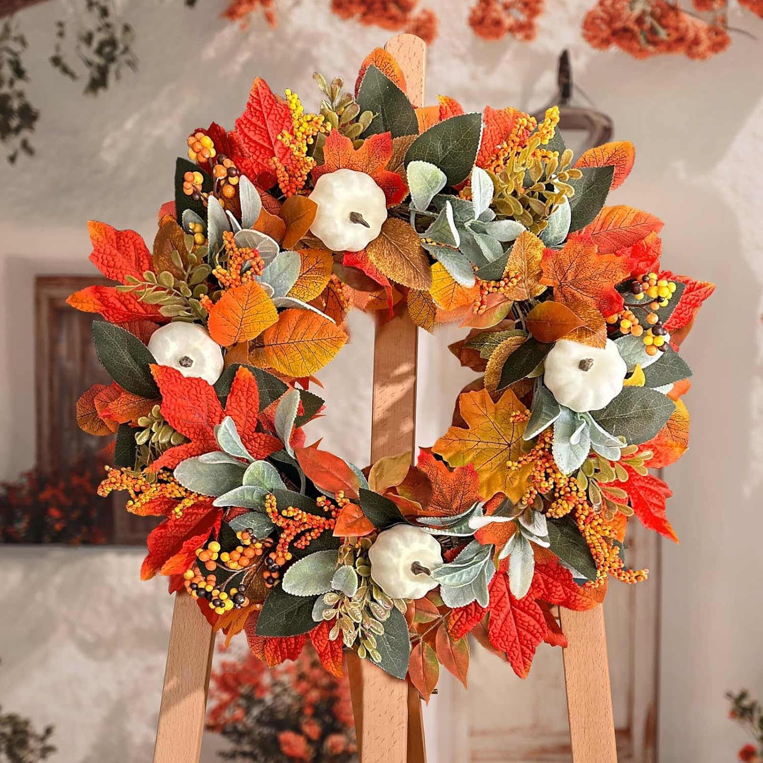 Waipfaru Fall Wreath for Front Door 22 Inches
