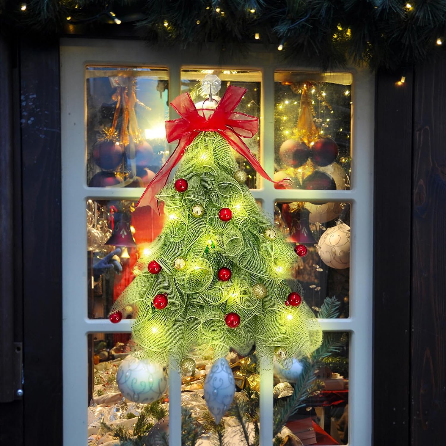 POTRUWE Handmade Christmas Tree Wreath for Front Door