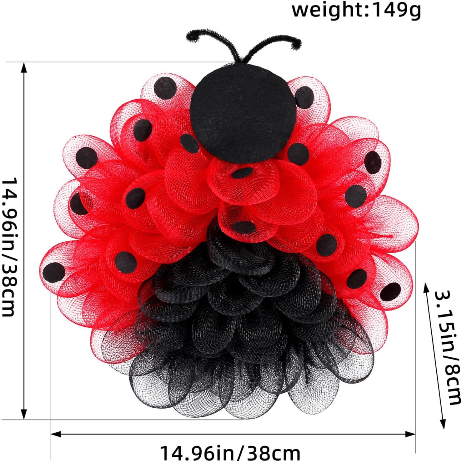 1496 Inch Ladybug Mesh Door Wreath Red Black