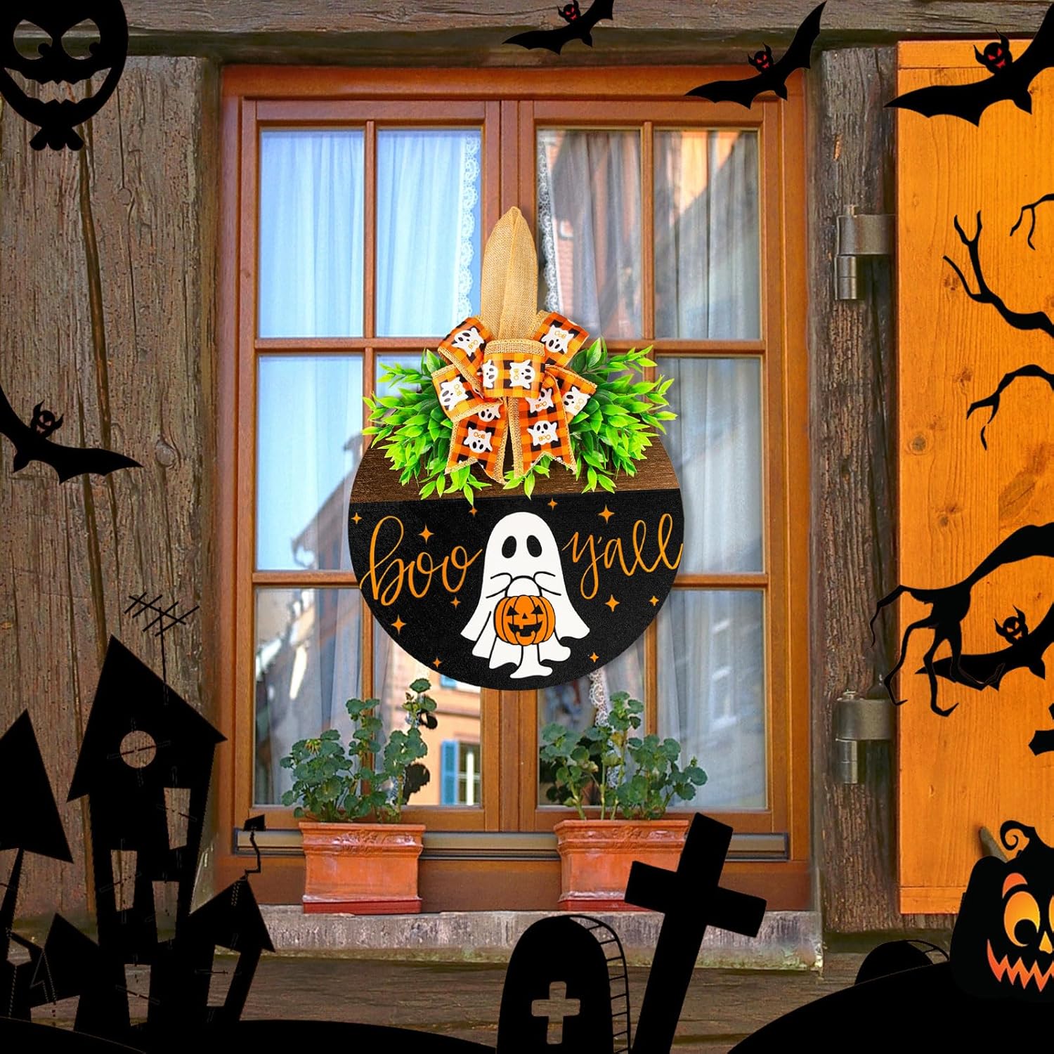 Denylo Pro Halloween Wood Welcome Sign