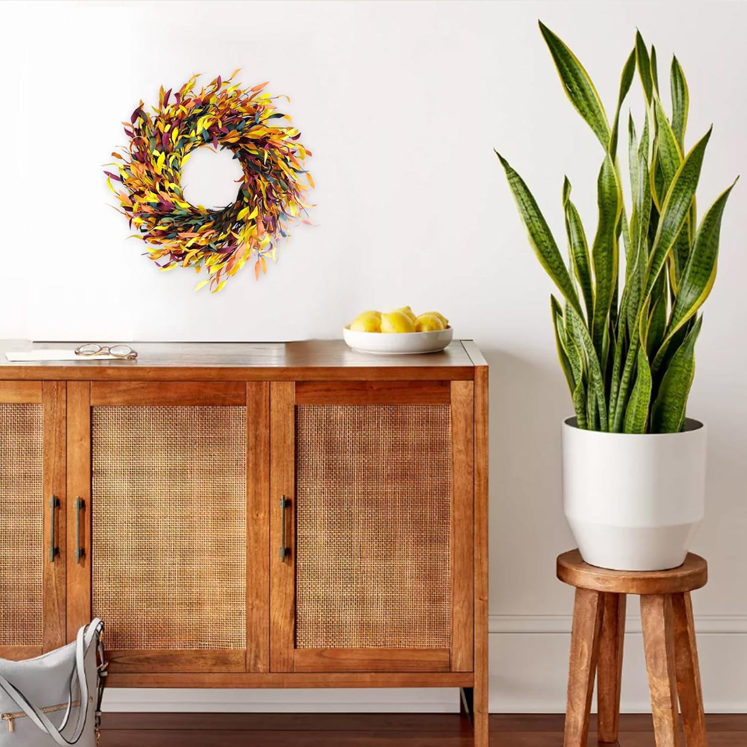 Bibelot Fall Leaf Wreath 20 Inch Autumn Decor