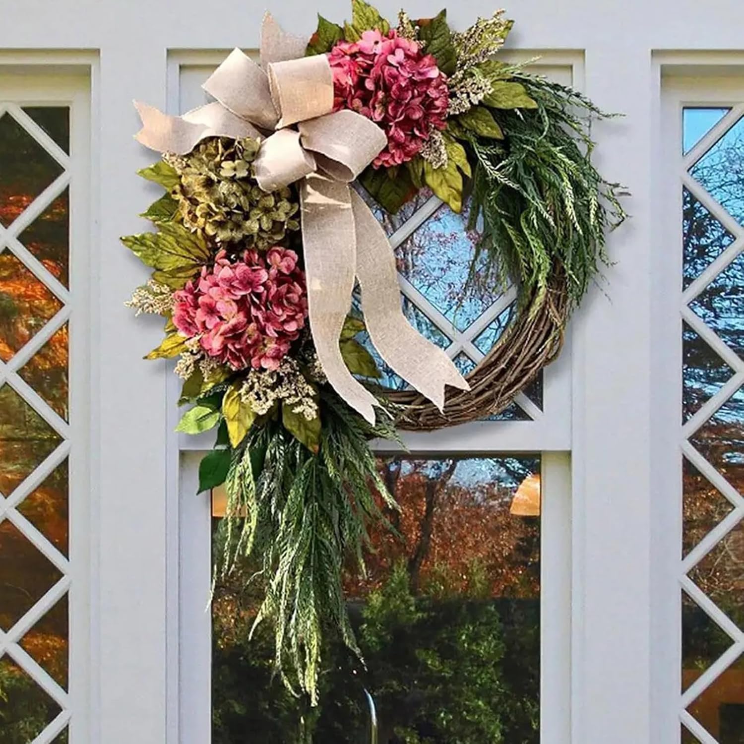 Spring Green Wreath Front Door Decor Accent