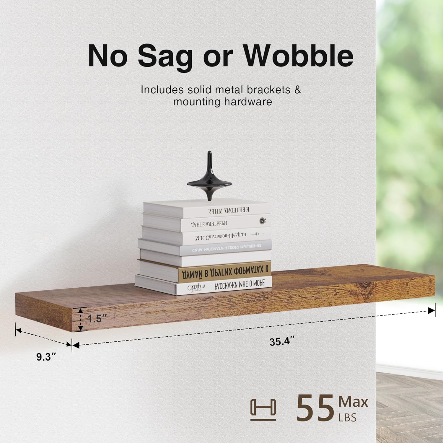 Colima Floating Shelves Set of 3 Brown Wood 36 Inch Wall Mount