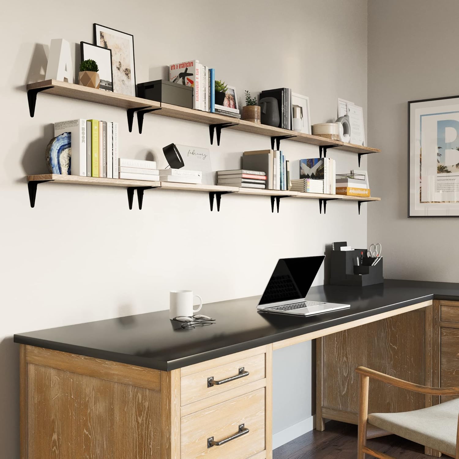 Wallniture Arras Wood Floating Shelves Set of 10