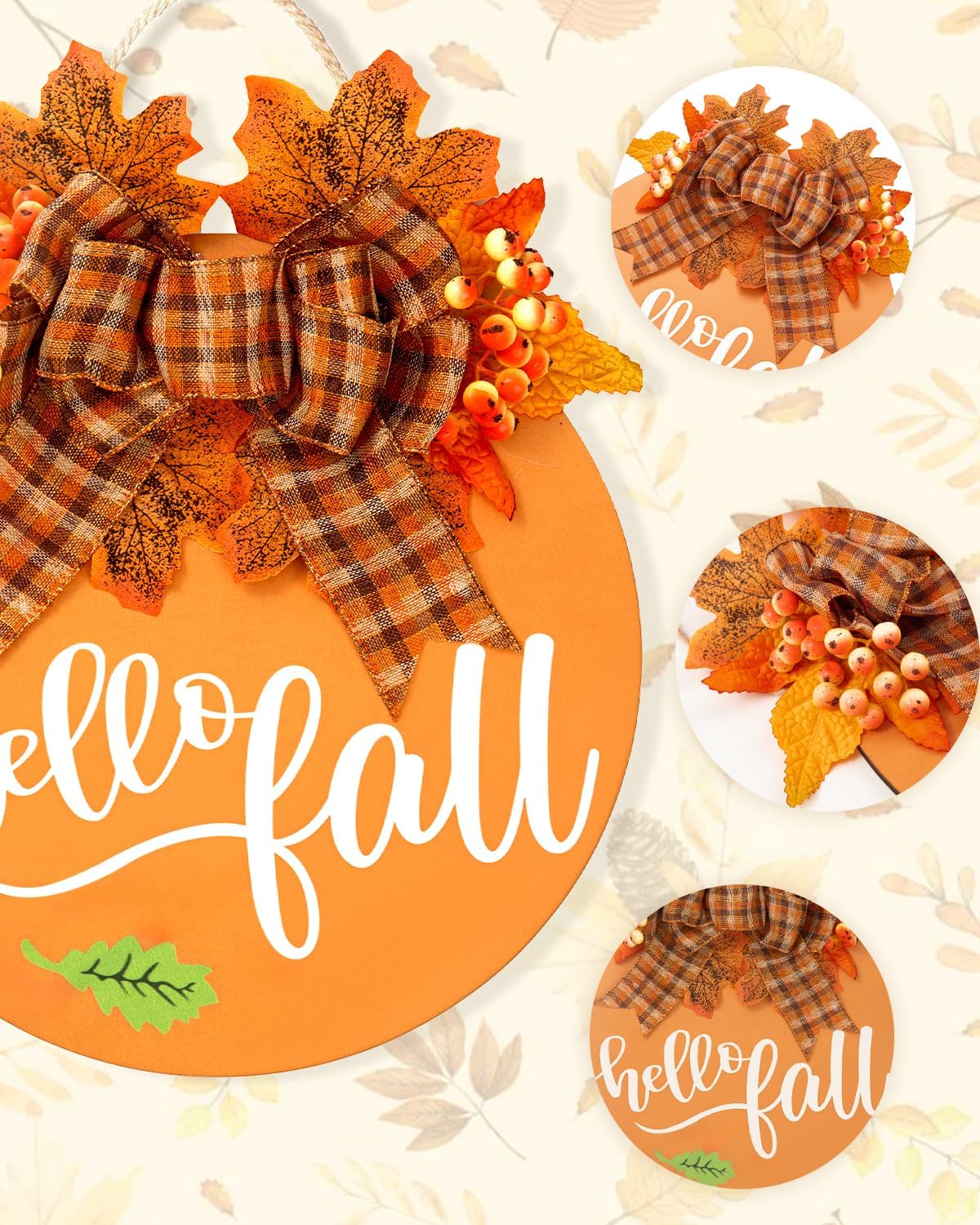 Hello Fall Wreath for Front Door 12 Inch