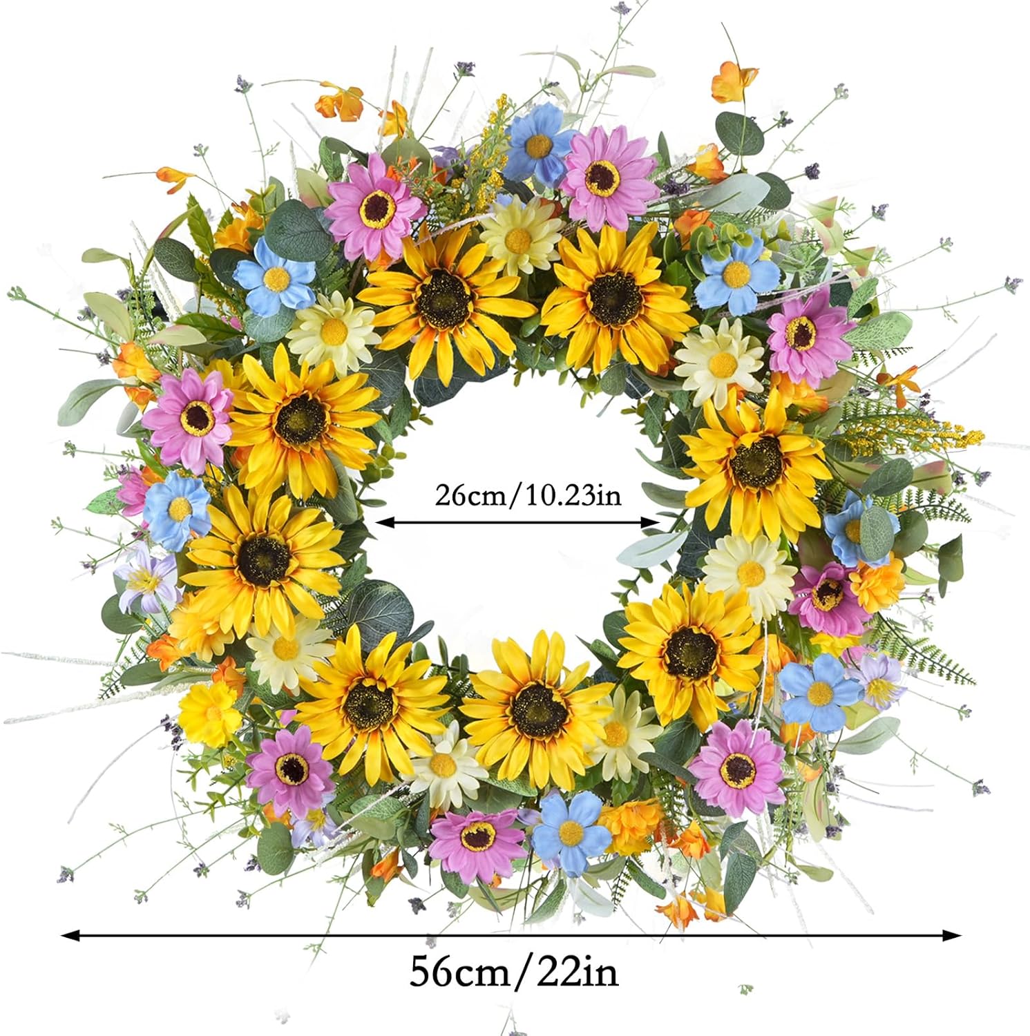 GTIDEA Summer Sunflower Wreath 22 Inch Decor