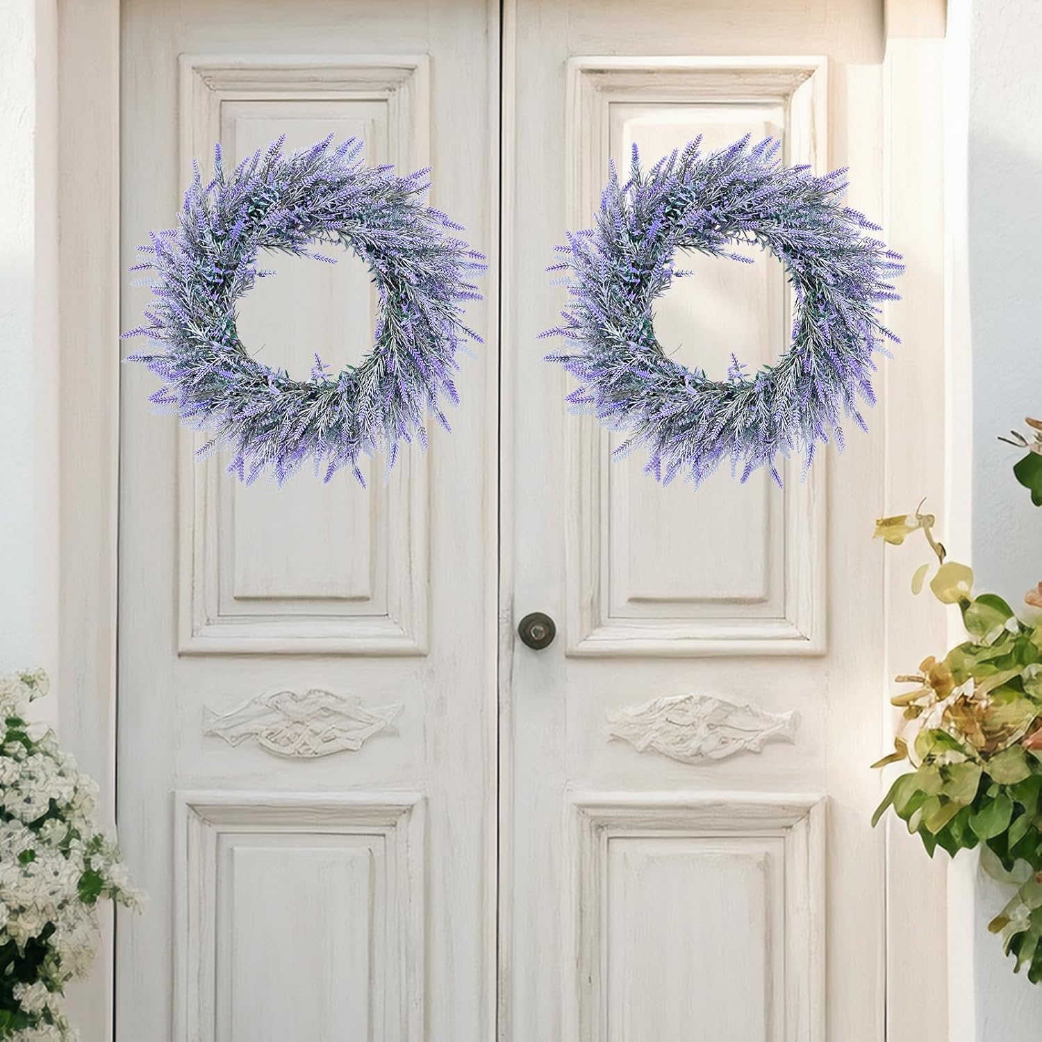 20 Inch Artificial Lavender Wreath with Hanger