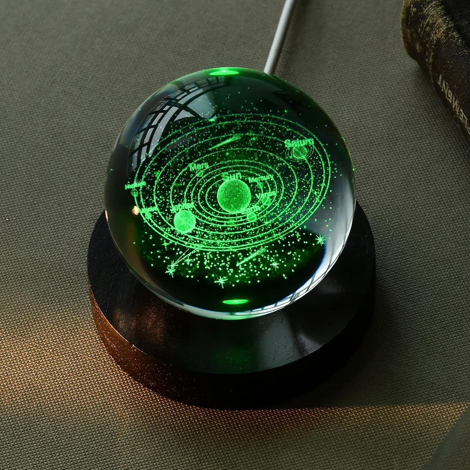 Wood LED Light Base for Crystal and Glass Art Display