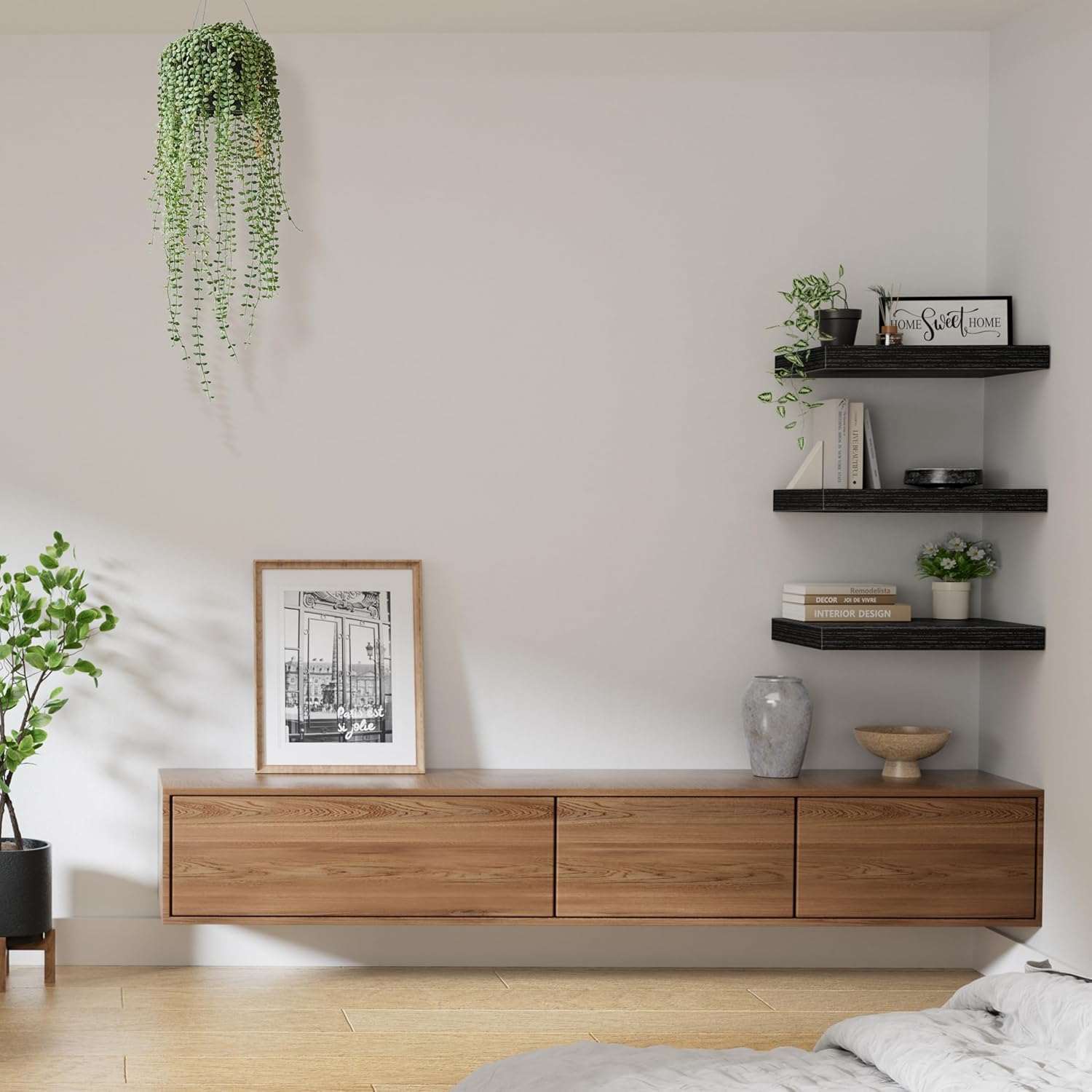 QEEIG 10 Inch Floating Shelves Set of 3 Black