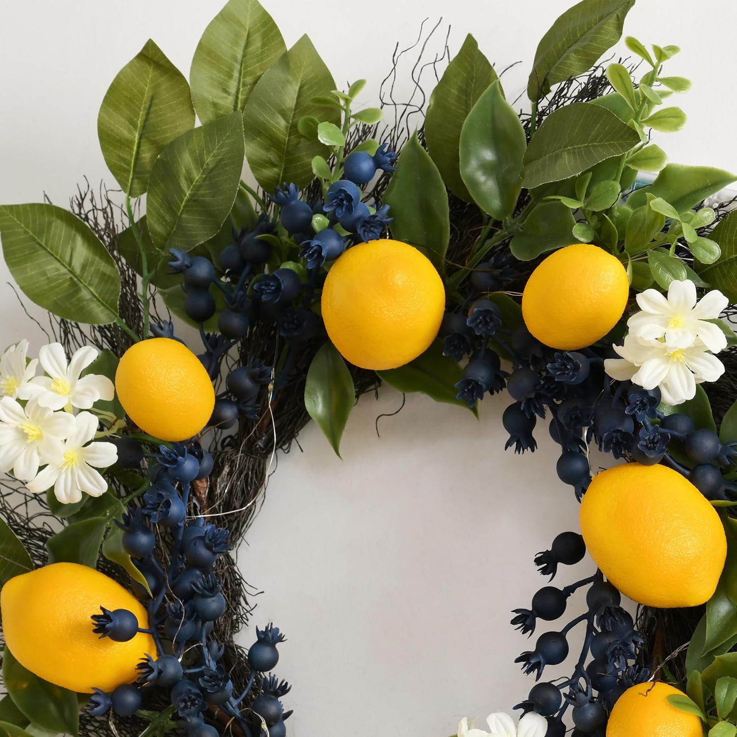 Valery Madelyn Summer Lemon Wreath with Lights 24 Inch