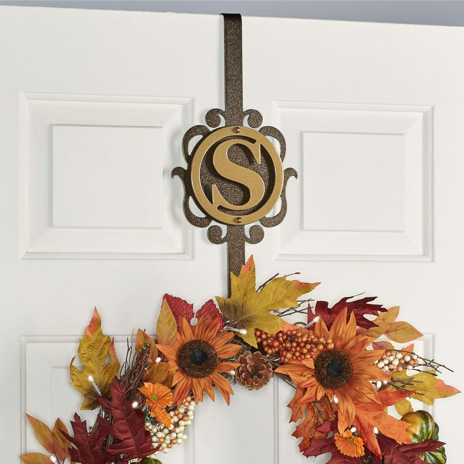Touch of Class Overture Metal Monogram Wreath Hanger Gold Bronze