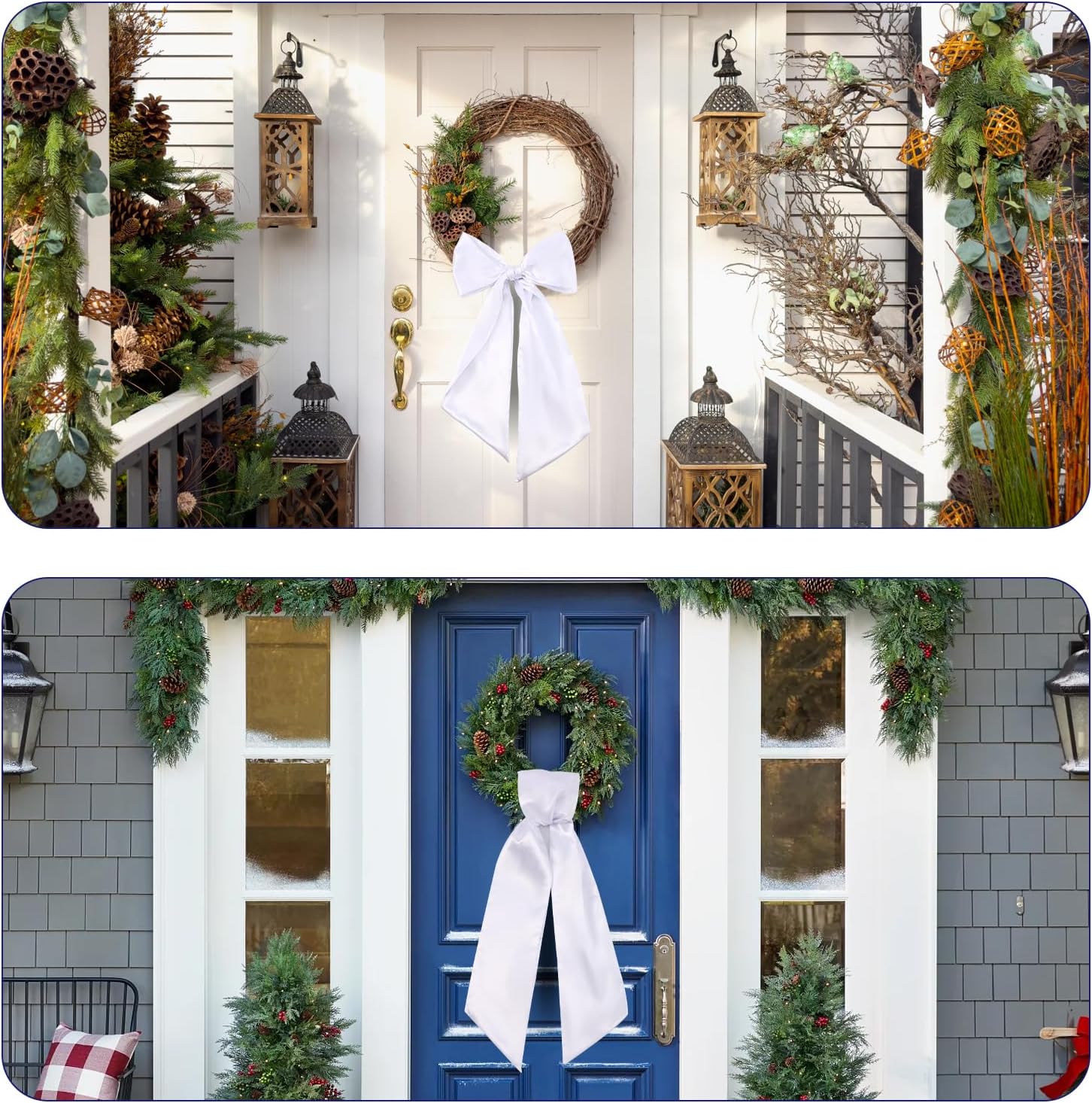 2 Pack Blank White Wreath Sash for Front Door