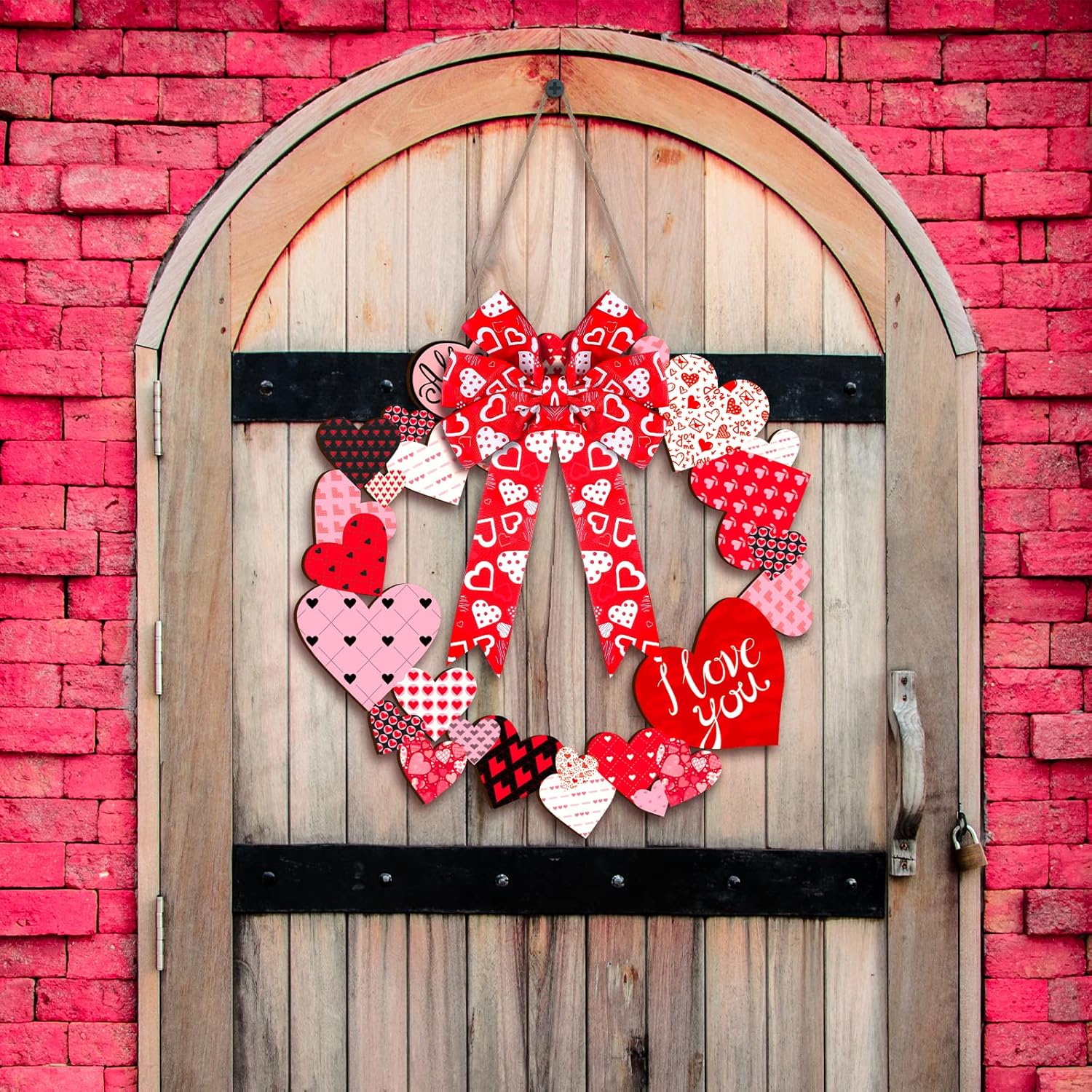 Yalikop Spring Heart Wreath Door Hanging Sign