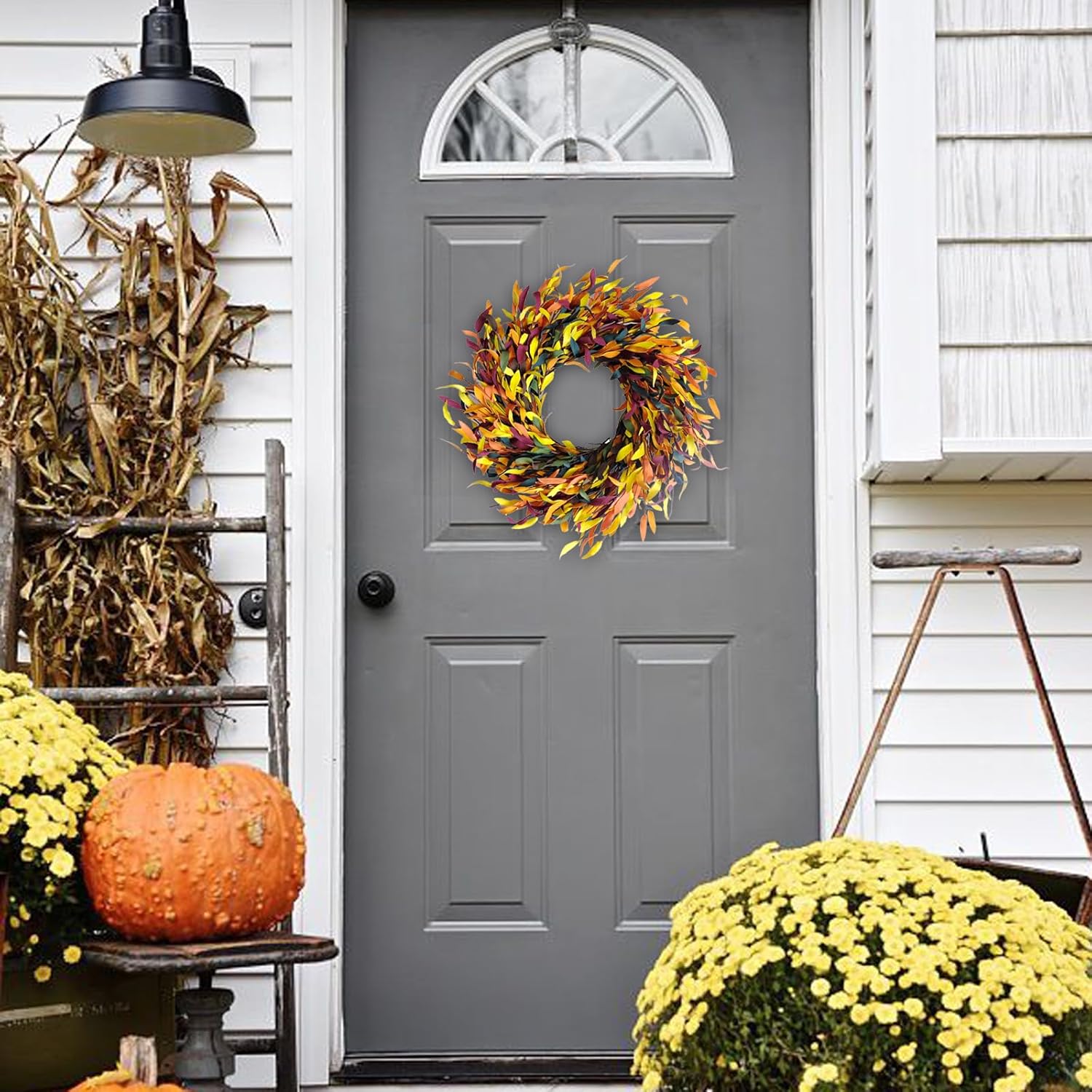 Bibelot Fall Leaf Wreath 20 Inch Autumn Decor