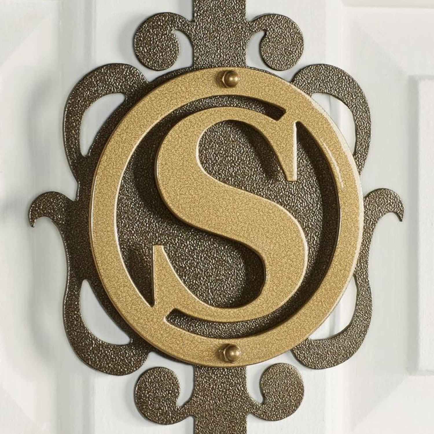 Touch of Class Overture Metal Monogram Wreath Hanger Gold Bronze