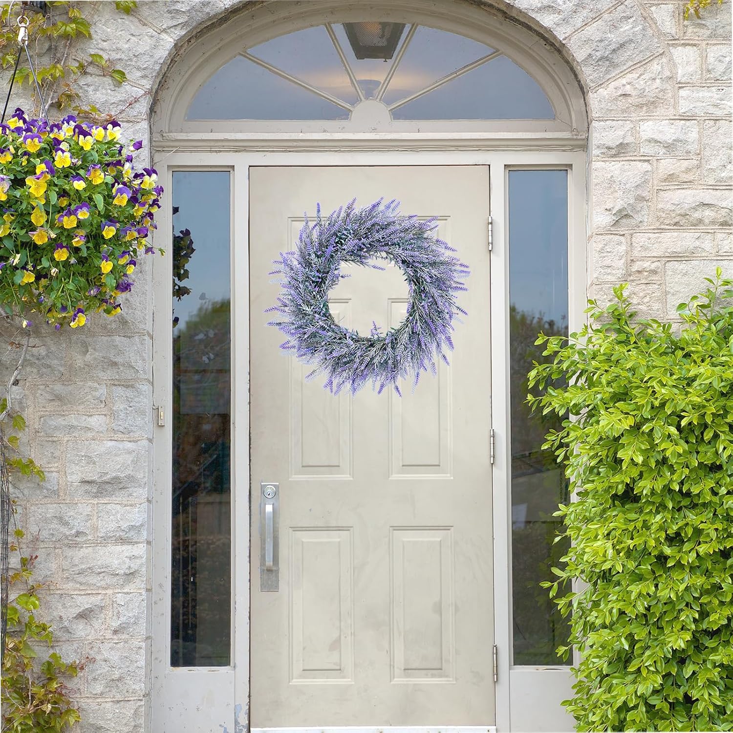 20 Inch Artificial Lavender Wreath with Hanger