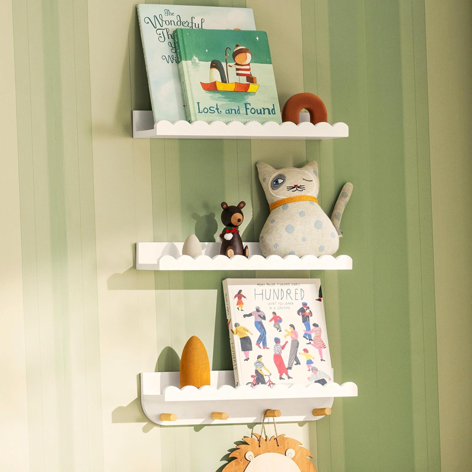 SANOA CO 3-Piece Floating Bookshelf for Kids Room