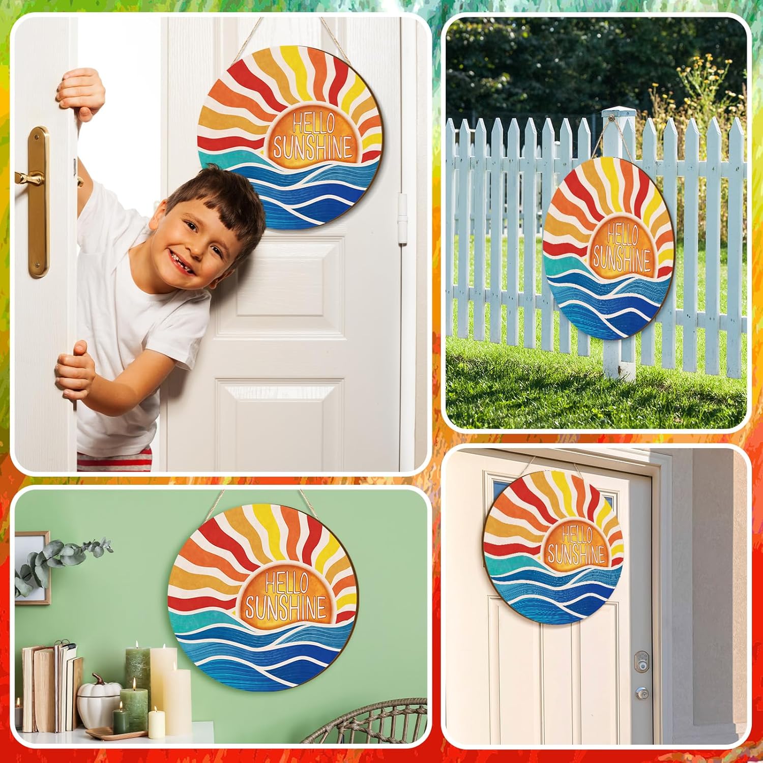 Hello Sunshine Summer Door Wreath Sign Decor