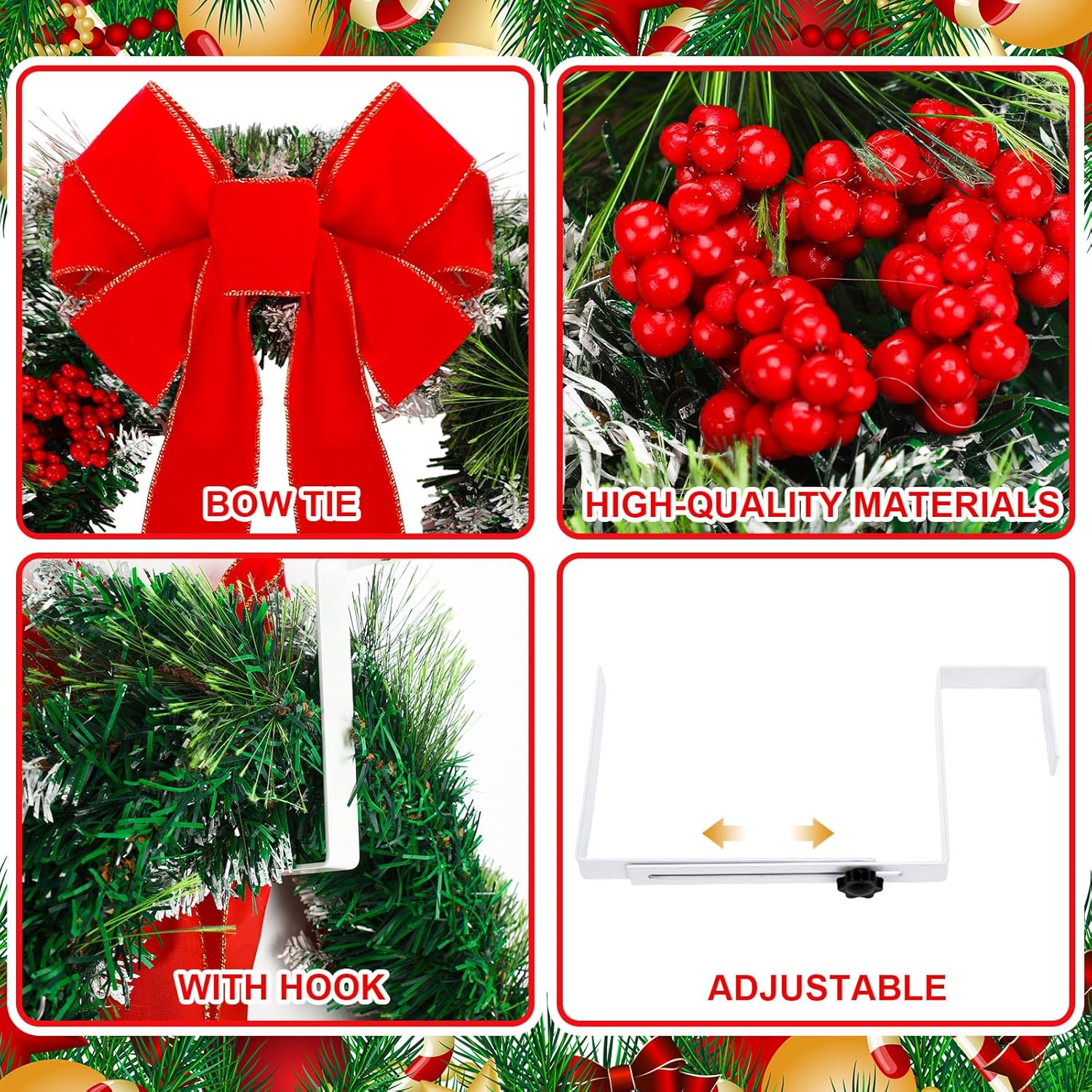 Hotop 2 Pcs Christmas Headstone Wreath Hanger Set