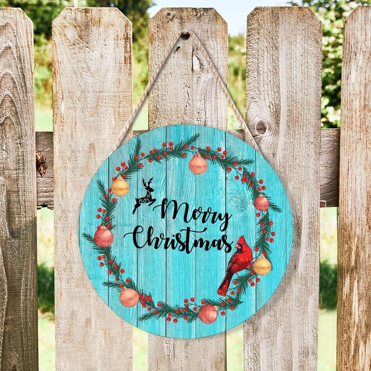 Red Bird Holly Berry Wreath Door Hanger