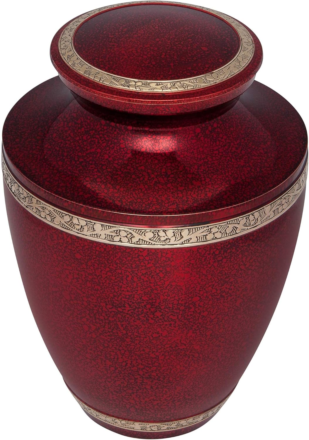 Red Cremation Urn - Handmade Brass - Torino Model