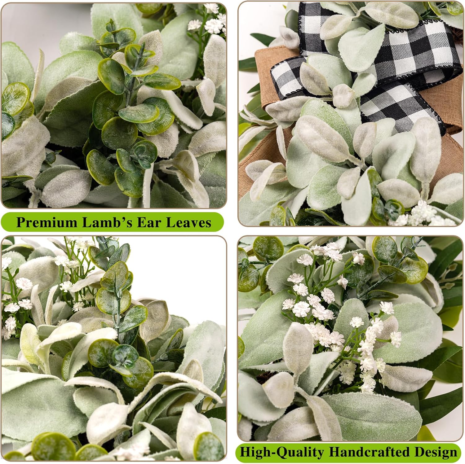 Lambs Ear Eucalyptus Front Door Wreath 20 Inch