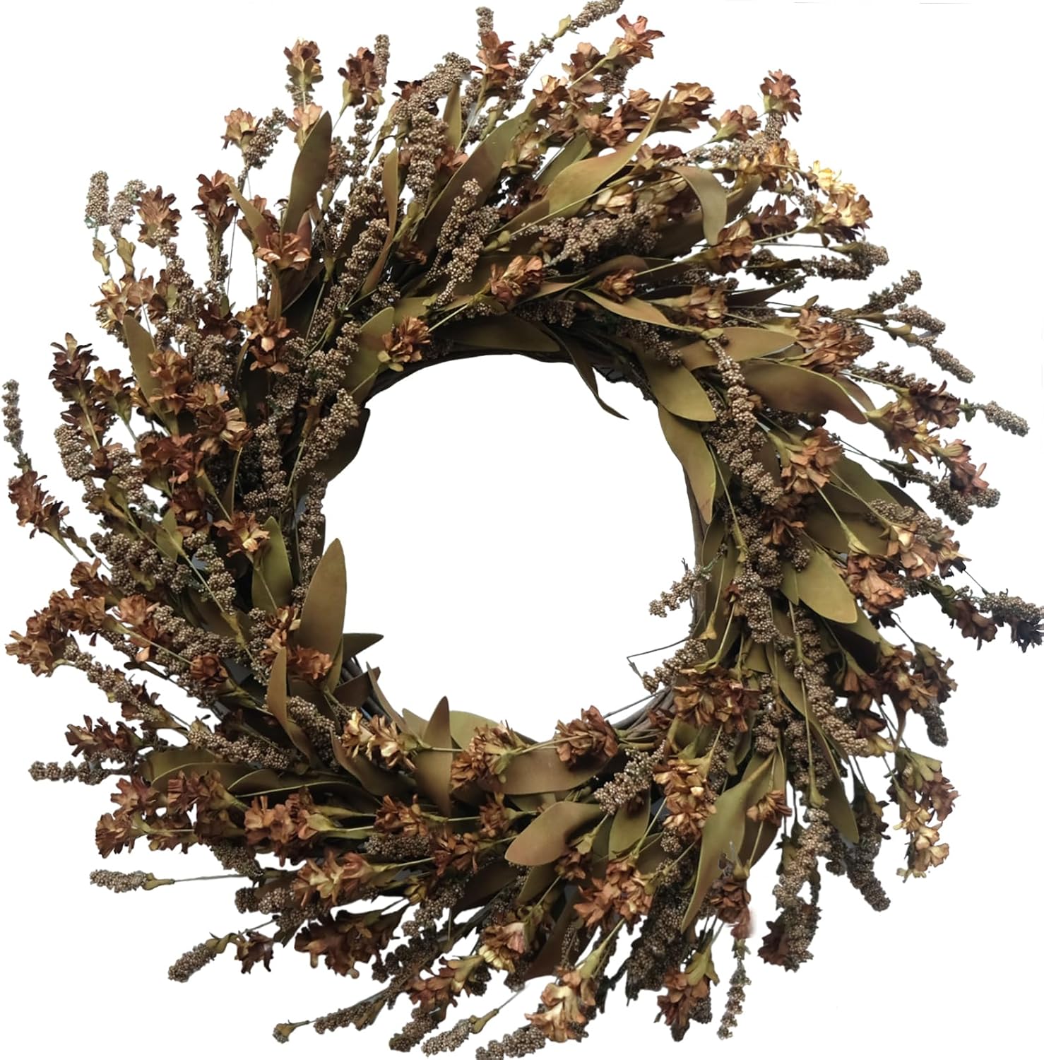 TEMPUS 20 Inch Artificial Coffee-Colored Fall Wreath