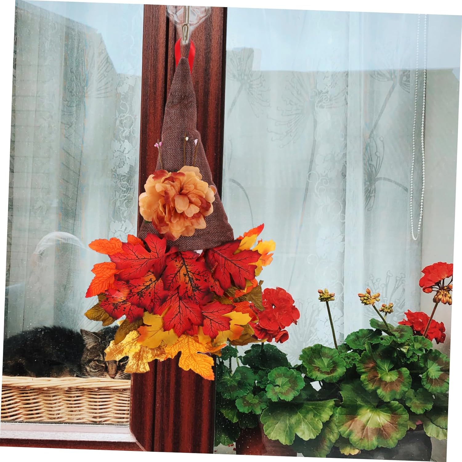 Front Door Autumn Wreath with Gnome Design