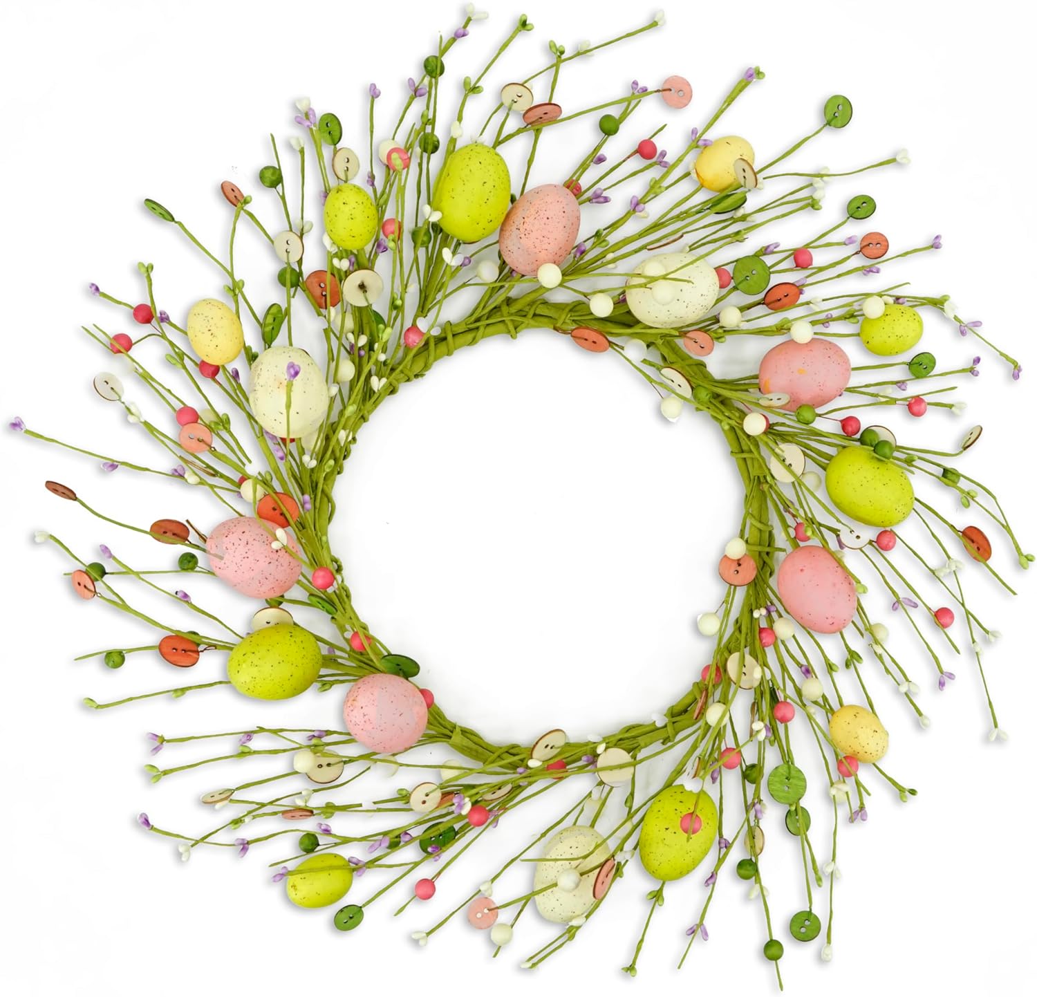Adjustable Easter Wreath with Colorful Eggs and Berries