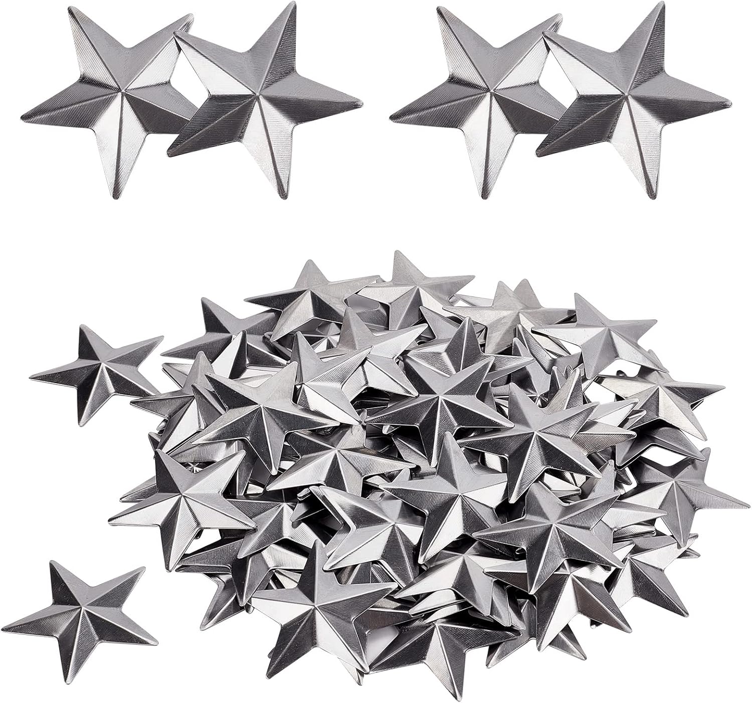 GORGECRAFT 100PCS 2 Inch Primitive Silver Metal Stars