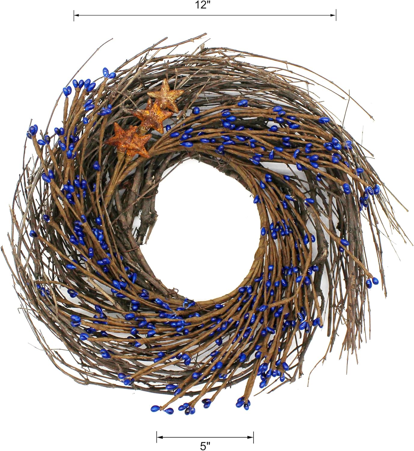 Primitives Rustic Wreath with Navy Blue and Rusty Stars