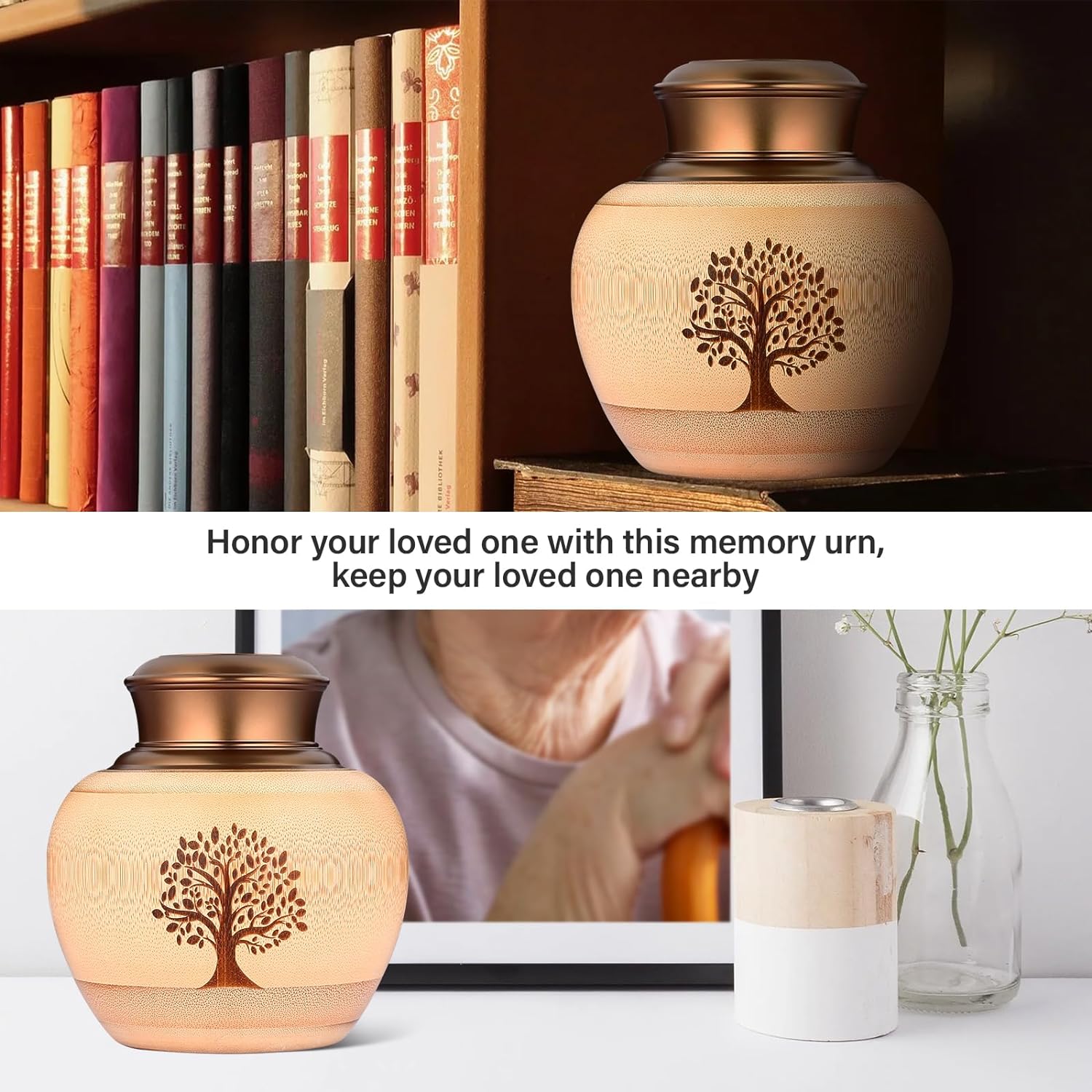 Elegant Bamboo Urn for Human Ashes Medium Capacity