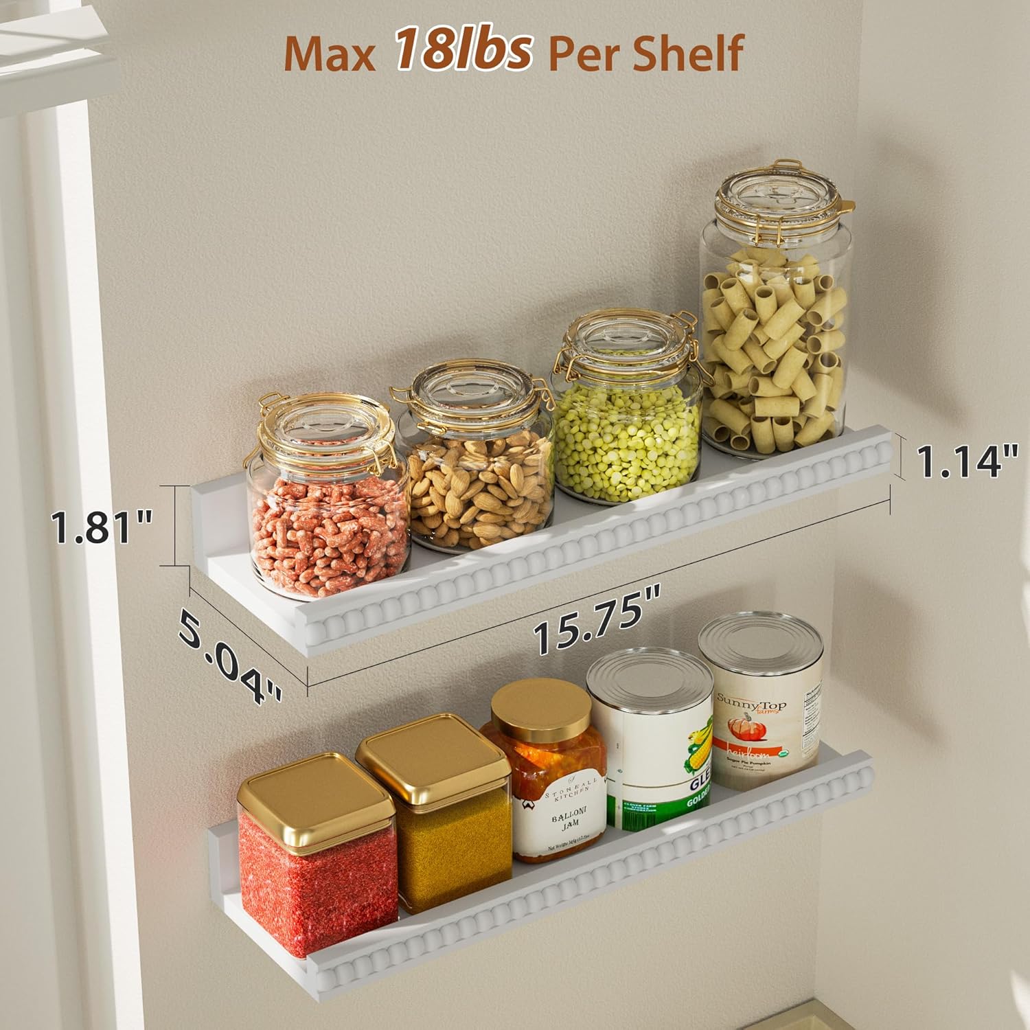 Alsonerbay Modern Floating Shelves Set of 2 with White Finish