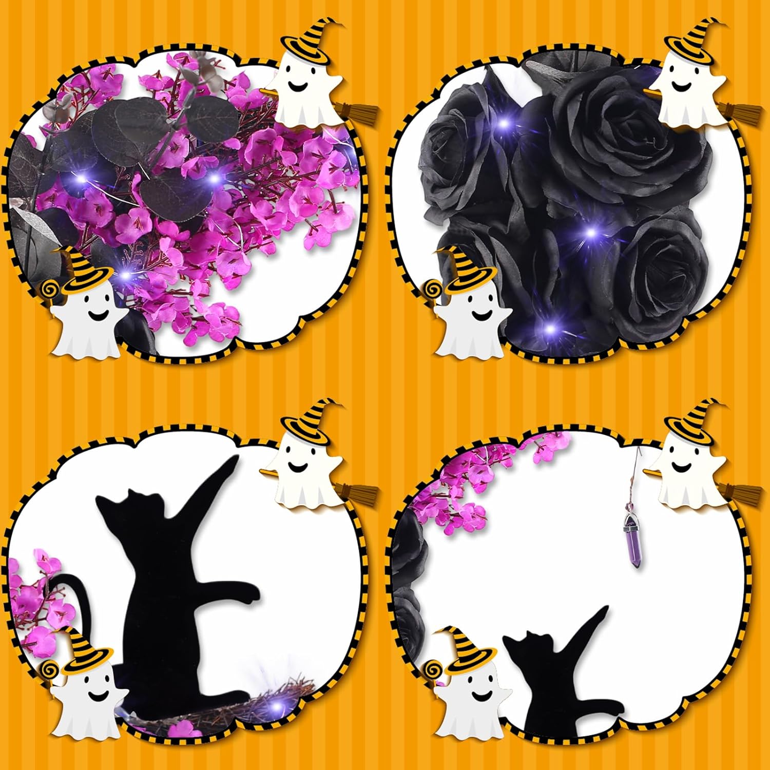 MyCoats Black Halloween Door Wreath with LED Light