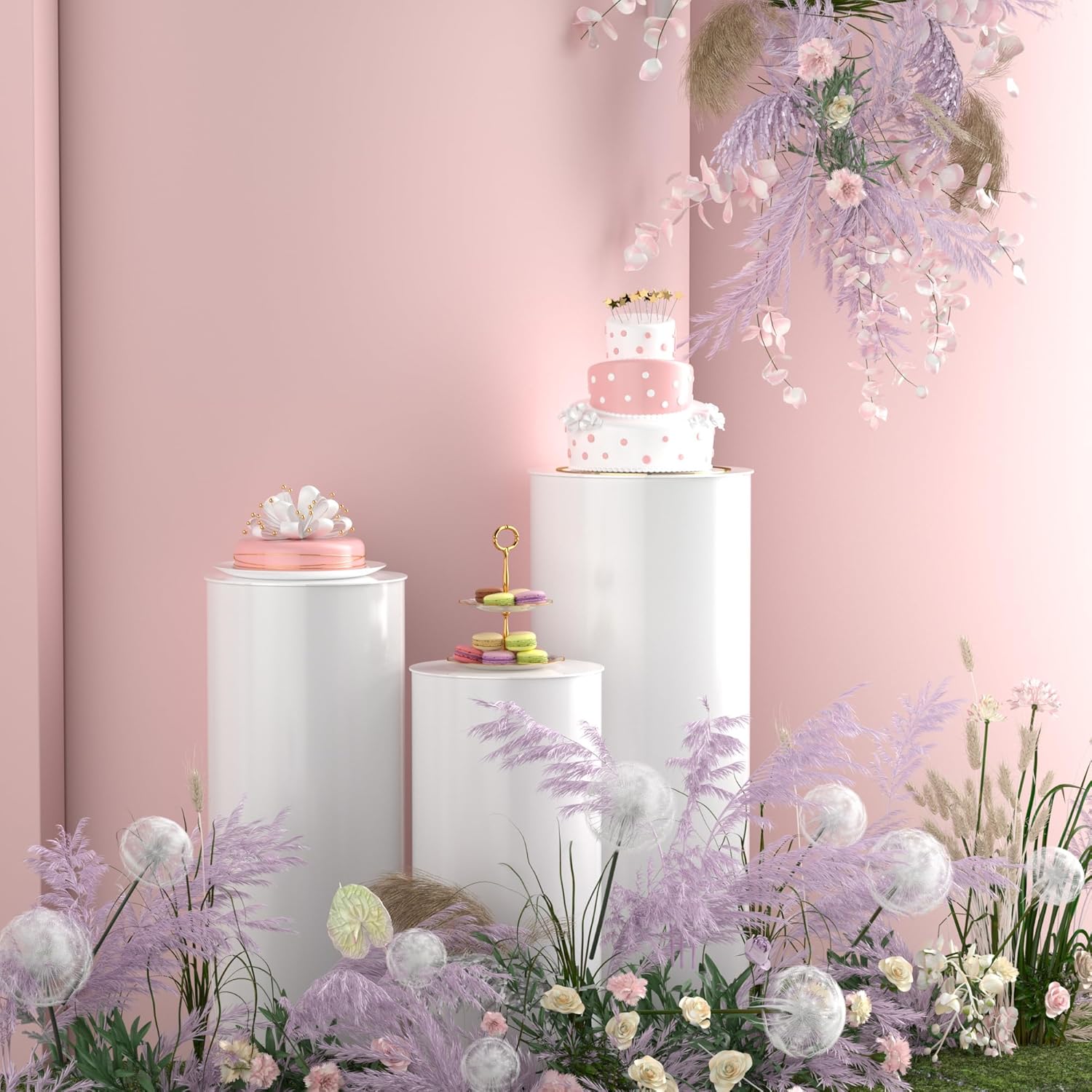 Toosci 3 Piece Cylinder Pedestal Stand for Party Decor