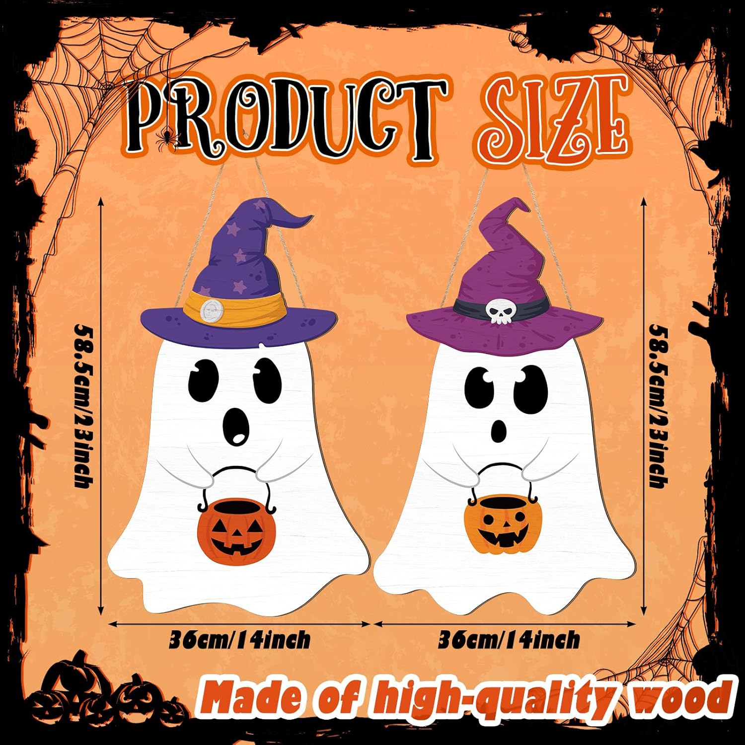 Shellwei 2 Pcs Halloween Welcome Sign Ghost Door Decoration