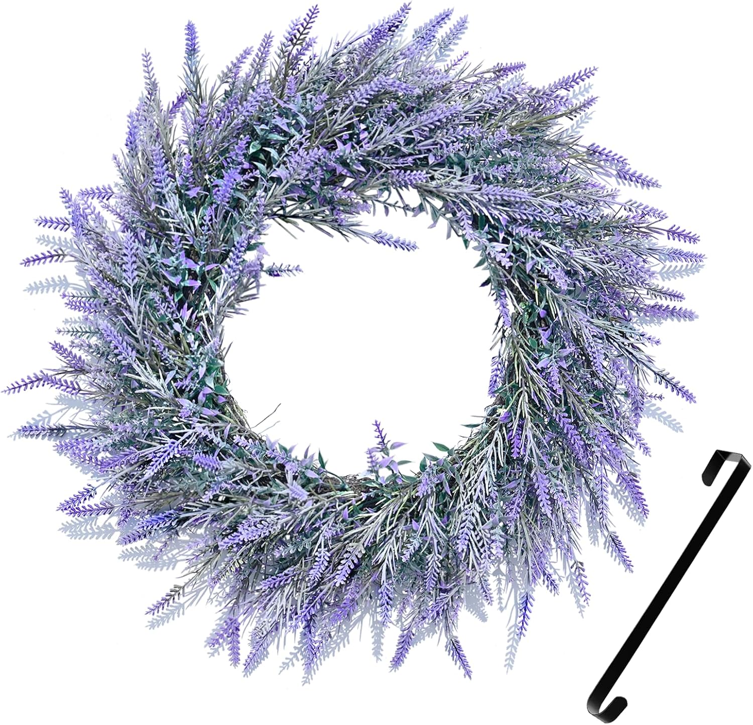 20 Inch Artificial Lavender Wreath with Hanger