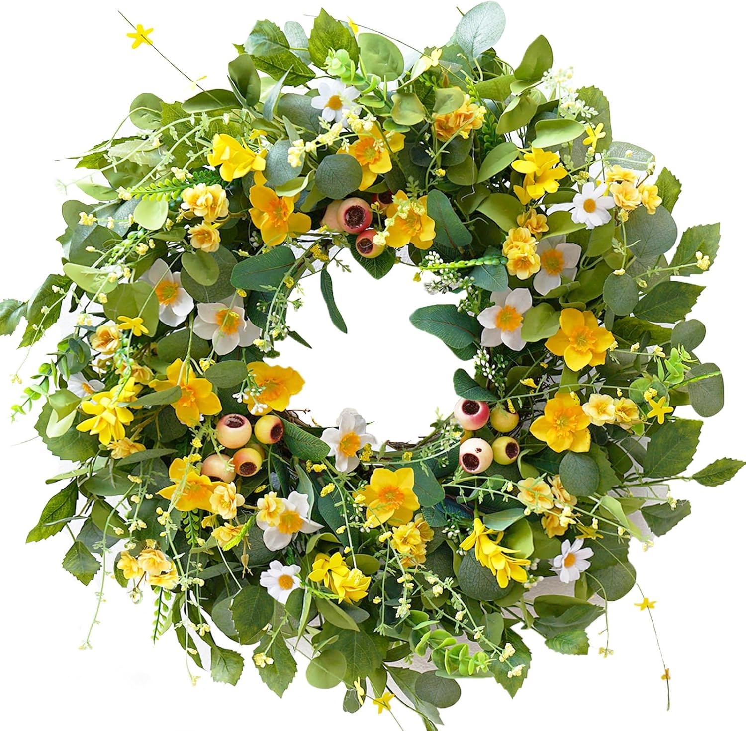 Spring Summer Artificial Wreath for Front Door